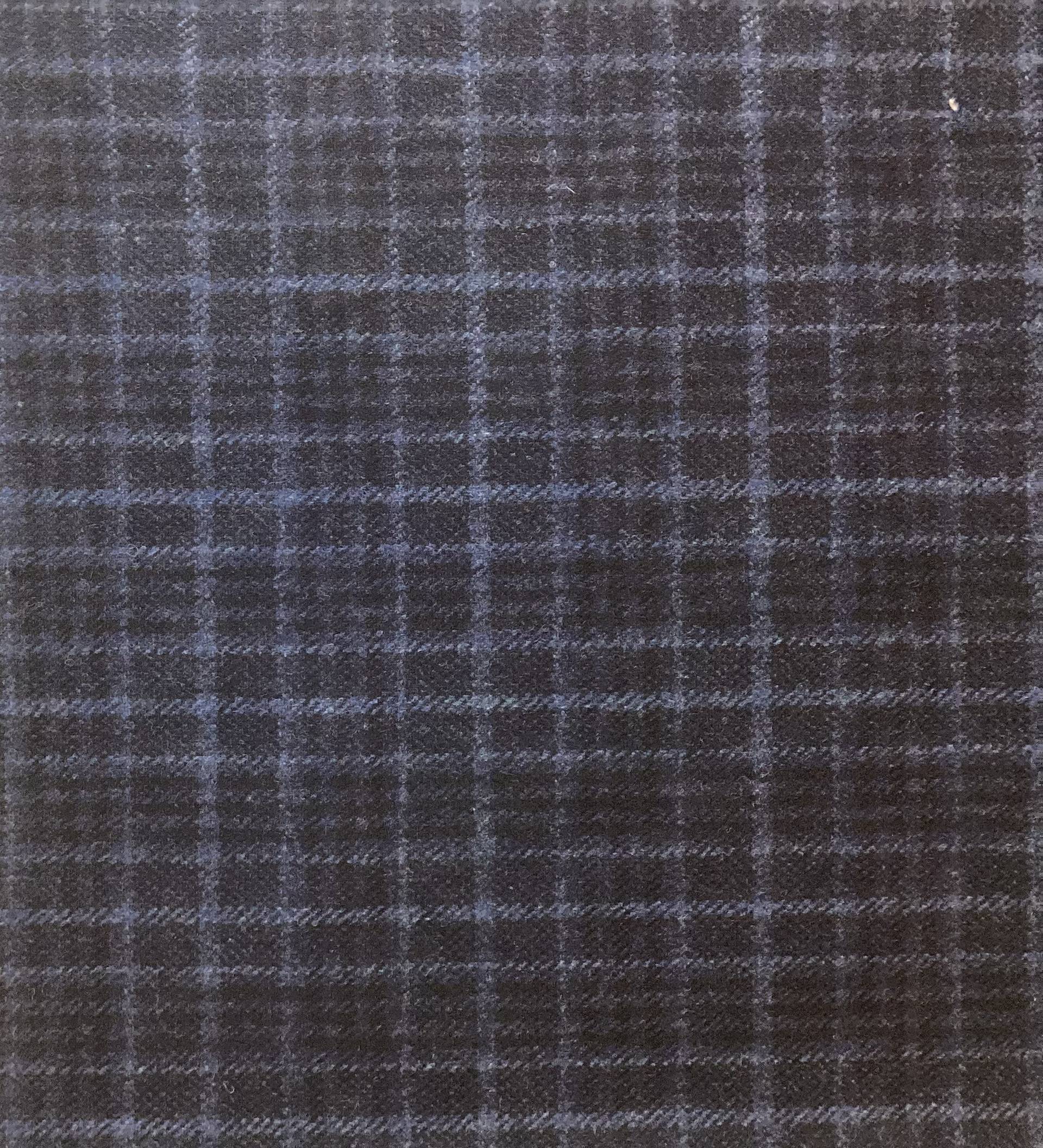 Italian Wool Super 130's Plaid in Navy Blue & Black