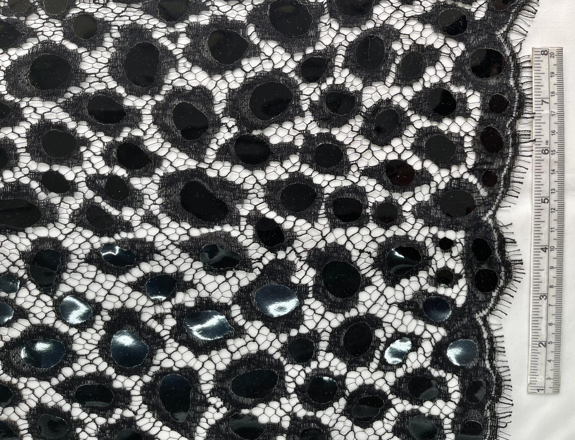 Made in France Double Scalloped Chantilly Lace in Black