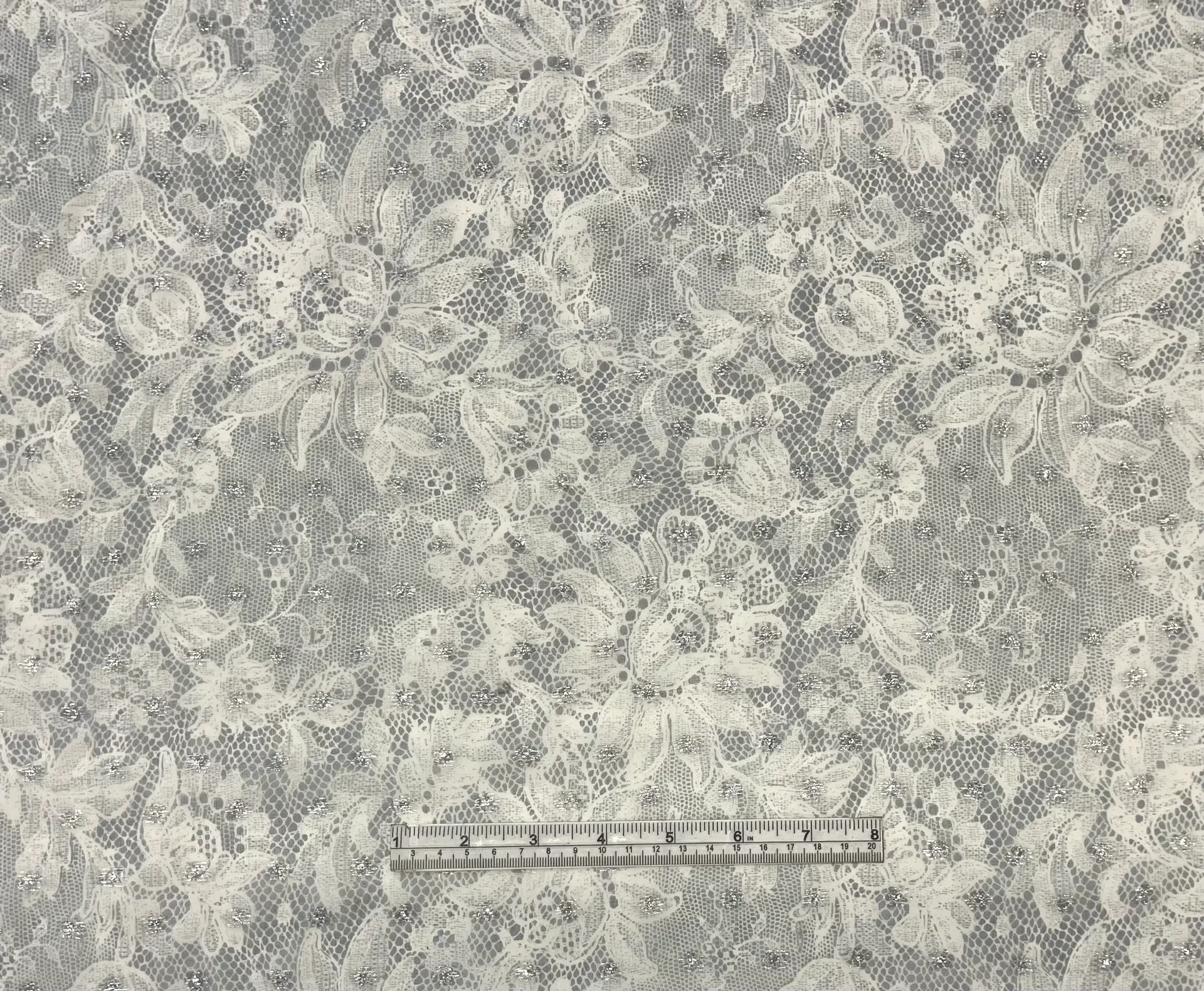 Printed Silk/Metallic Fil Coupe in Gray/Silver