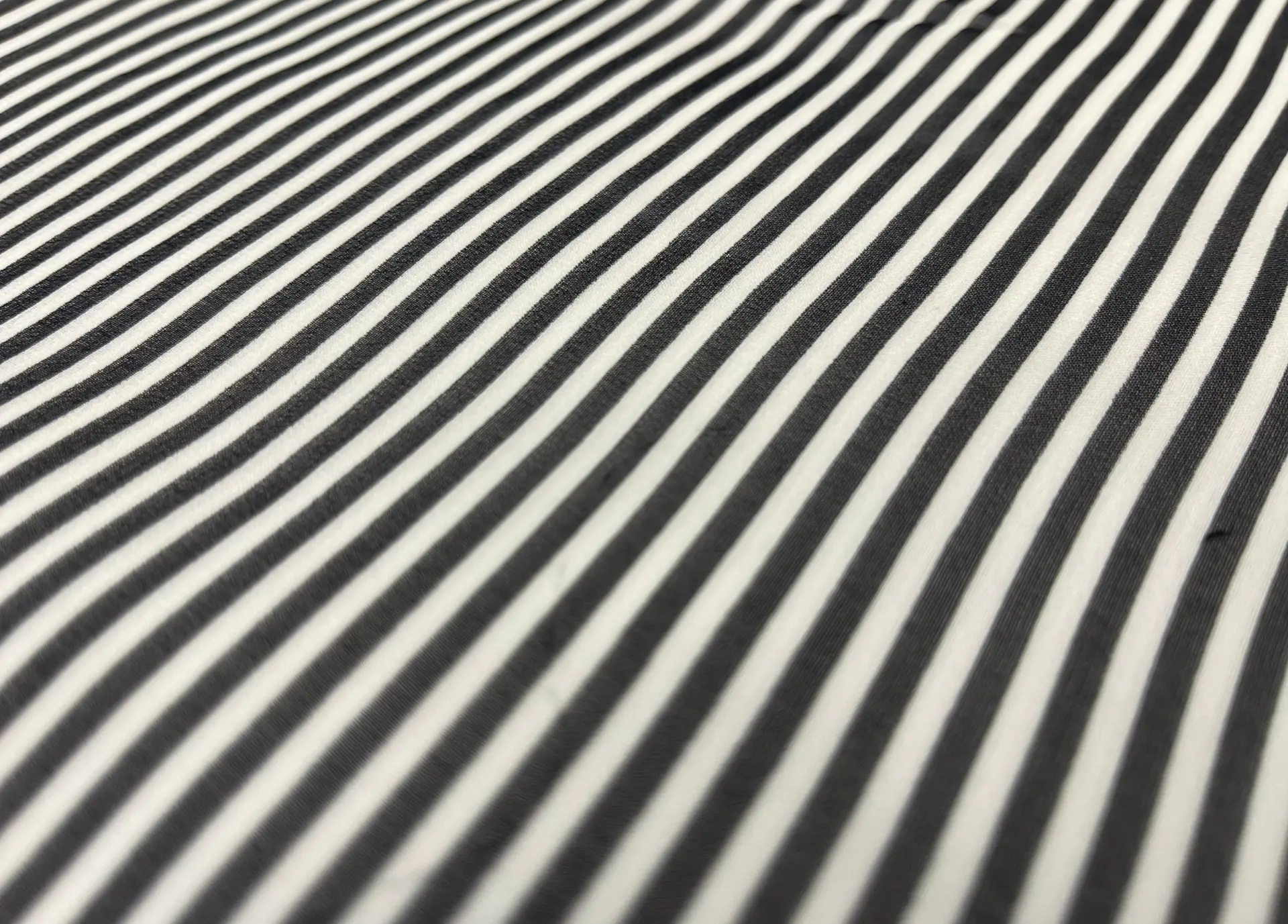 100% Silk Chiffon 1/4" Stripes in Black and White Fabric in Warehouse