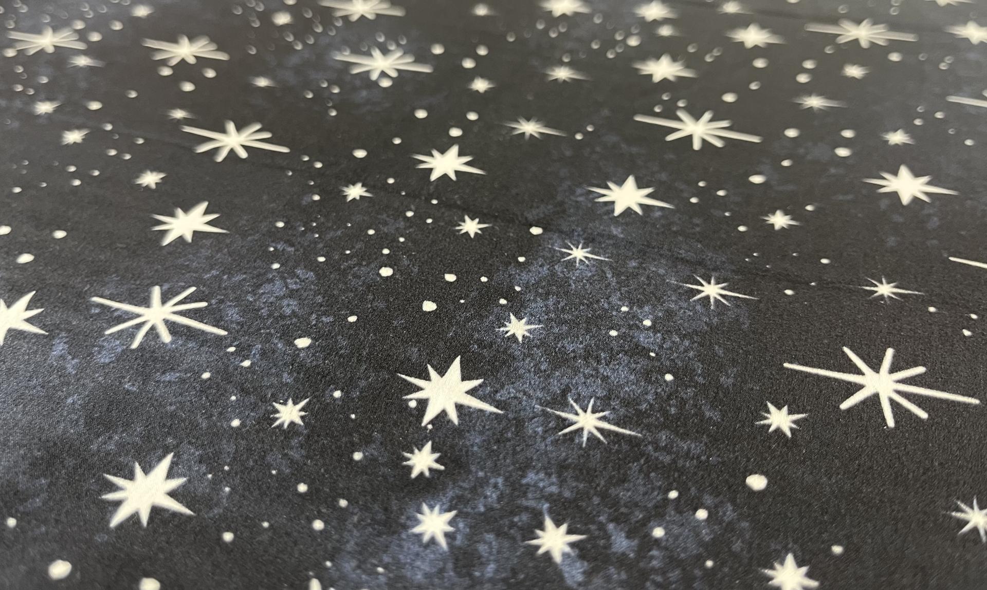 100% Silk Charmeuse Celestial Pattern In Navy & White