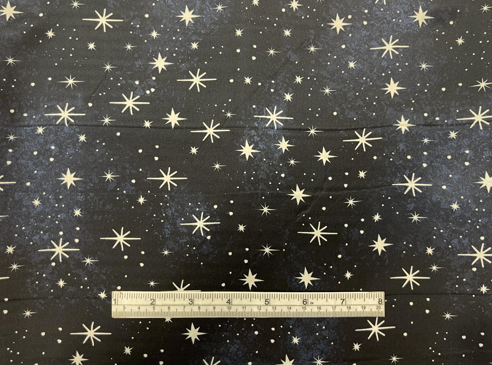 100% Silk Charmeuse Celestial Pattern In Navy & White