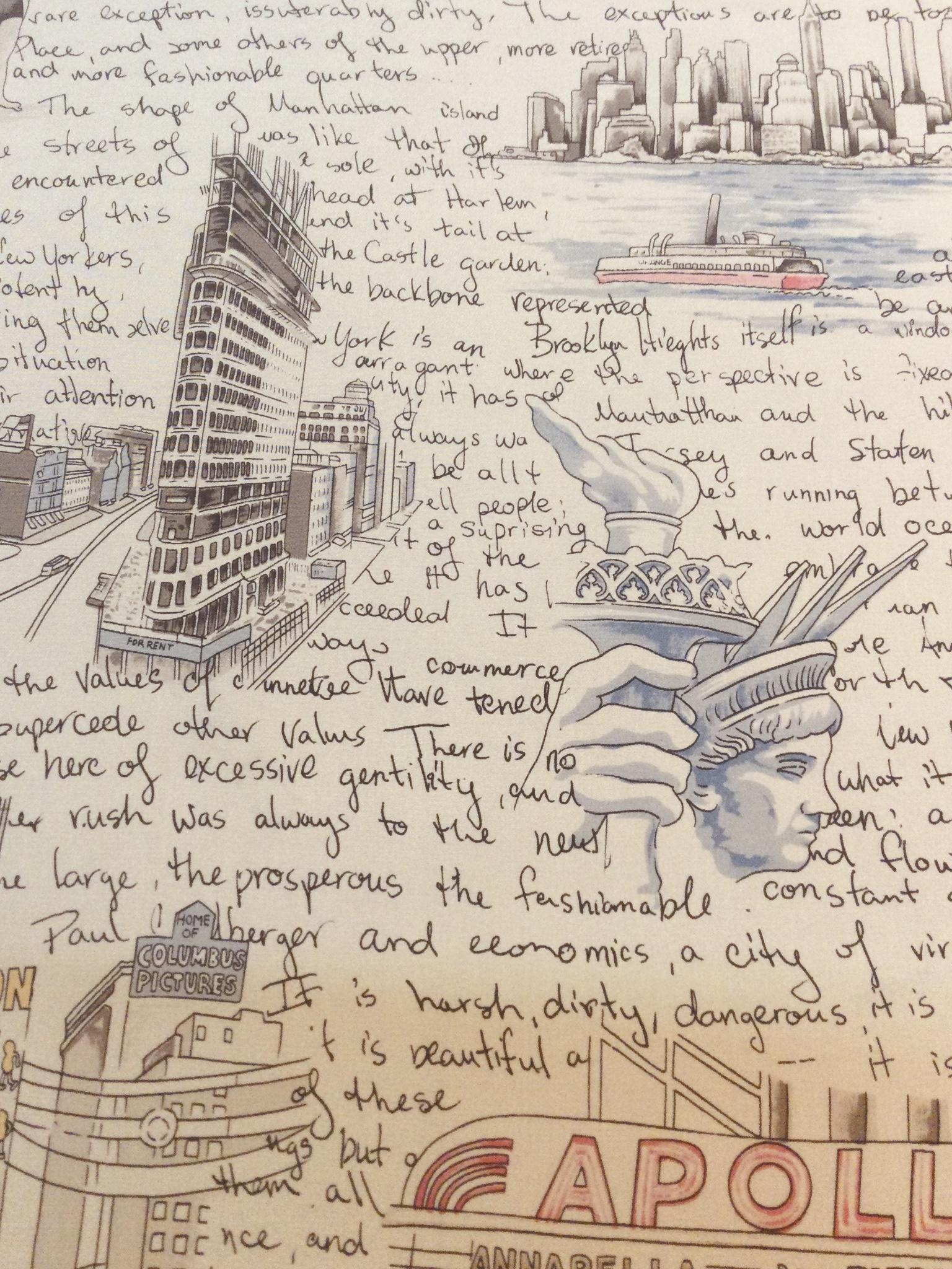 Printed Silk Crepe de Chine-"New York City"