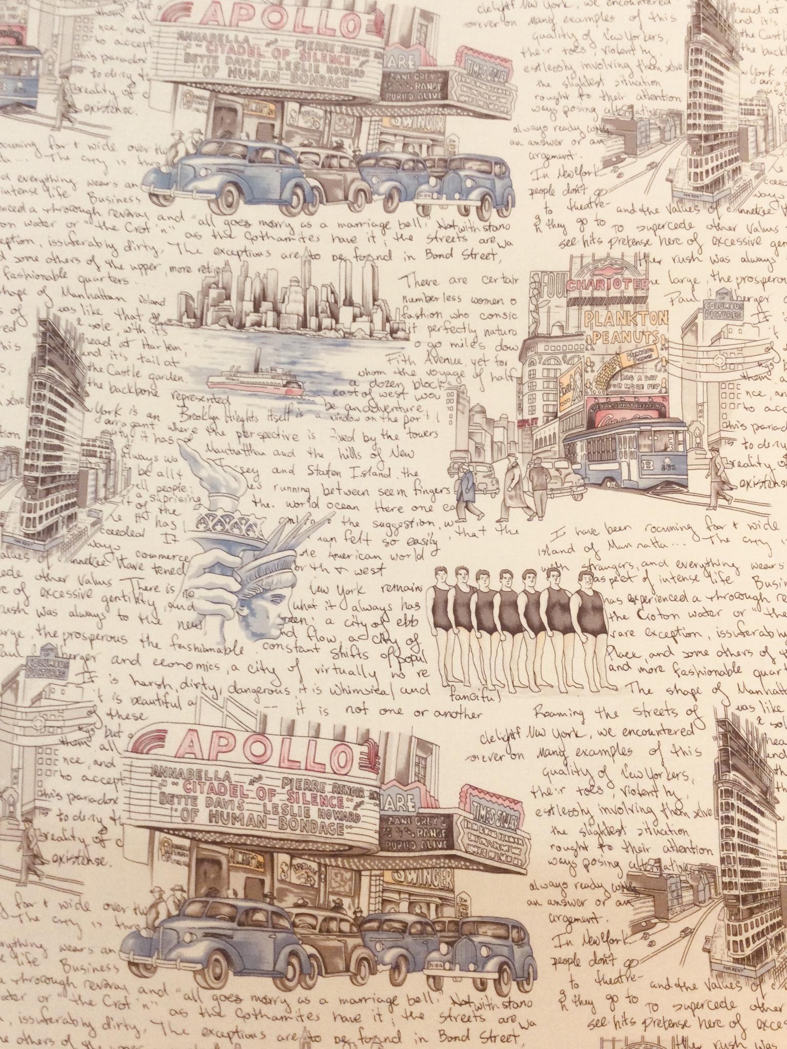 Printed Silk Crepe de Chine-"New York City"