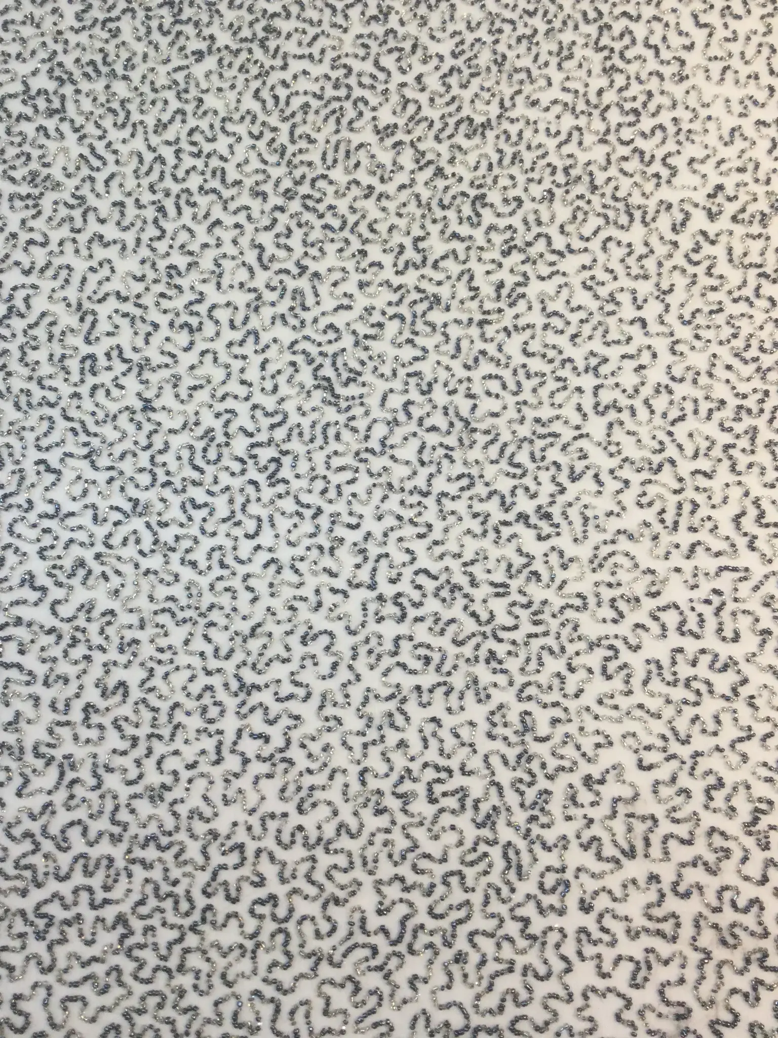 Beaded Chiffon in Blue and Silver