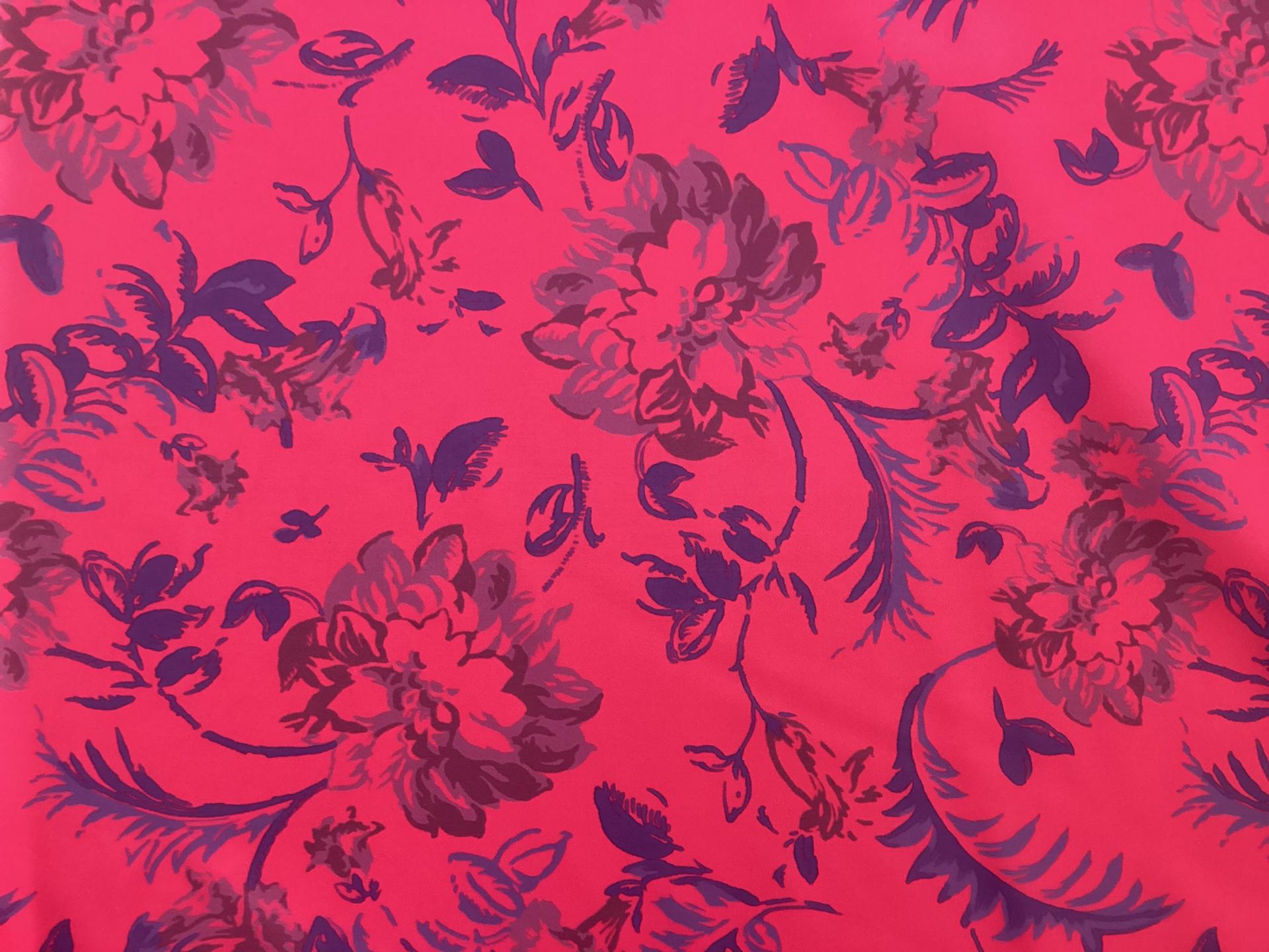 Printed Nylon Cire In Blues Florid on Orchid