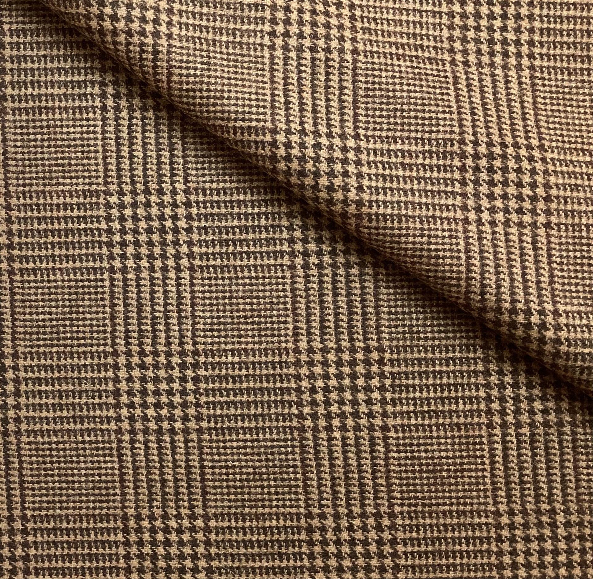 100% Wool Glen Plaid In Walnut