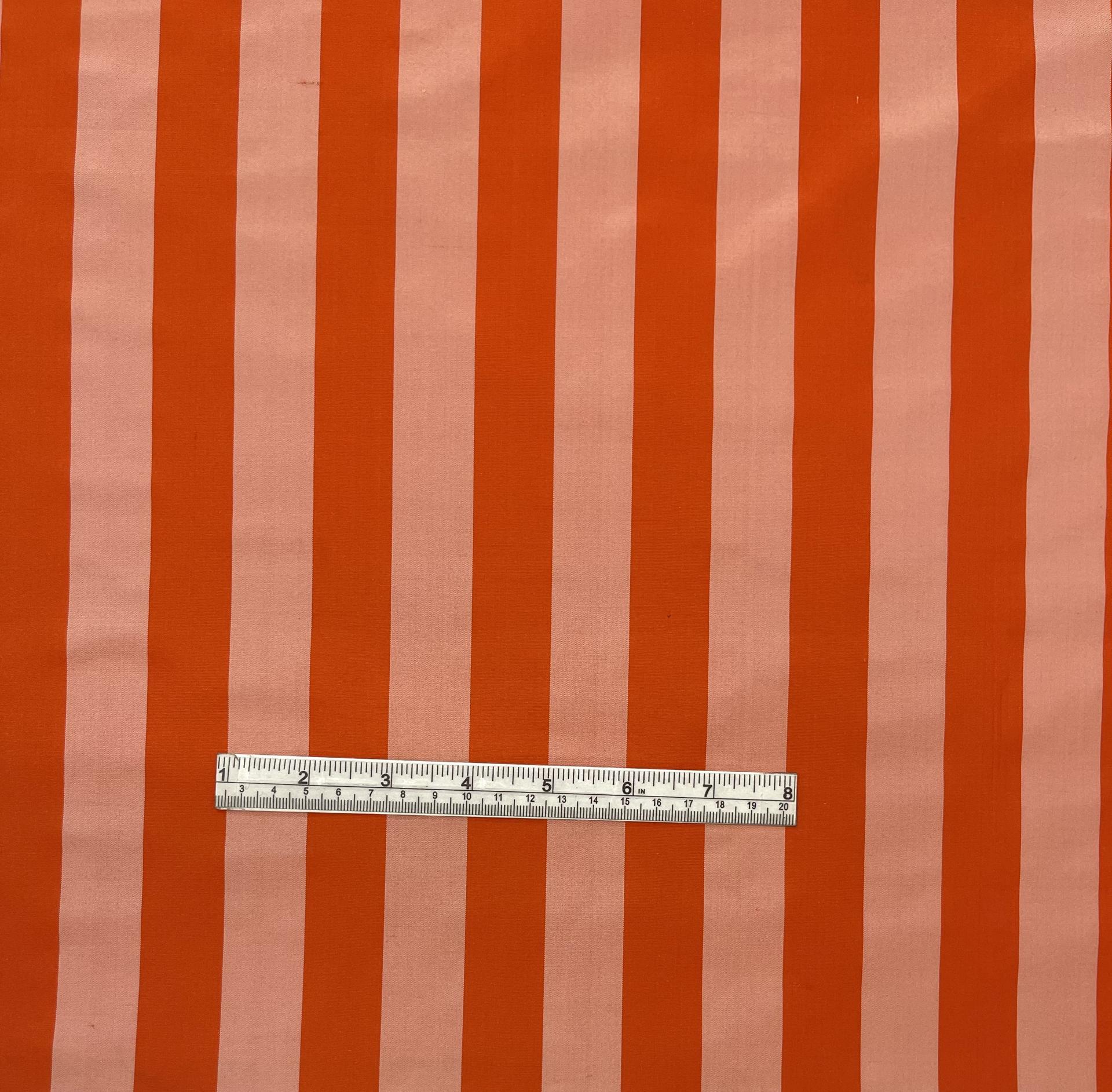 100% Silk Doupioni Stripes 1" in Peach and Orange