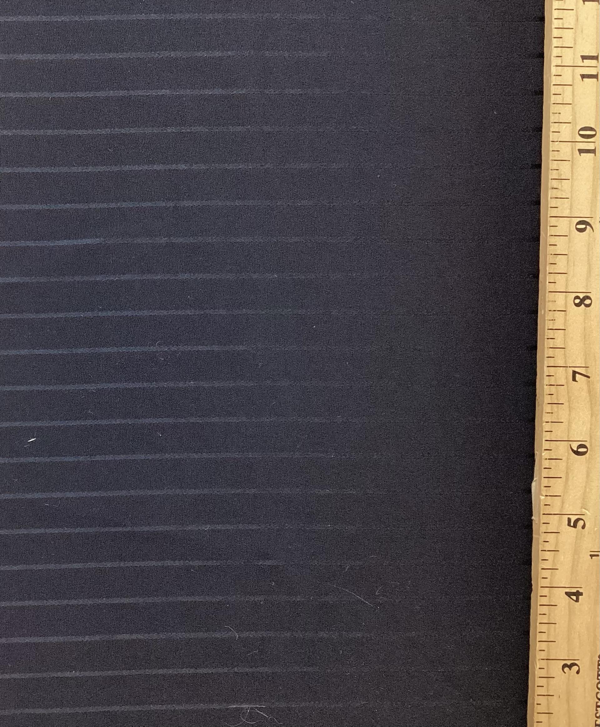 100% 4 Ply Silk Crepe Shadow Stripe in Midnight Navy