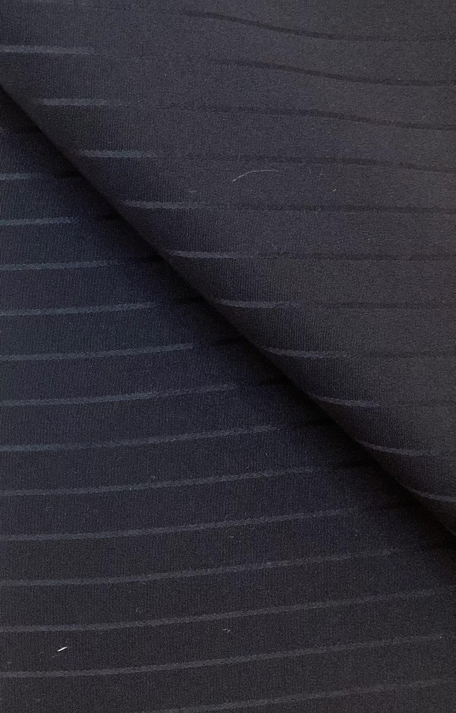 100% 4 Ply Silk Crepe Shadow Stripe in Midnight Navy