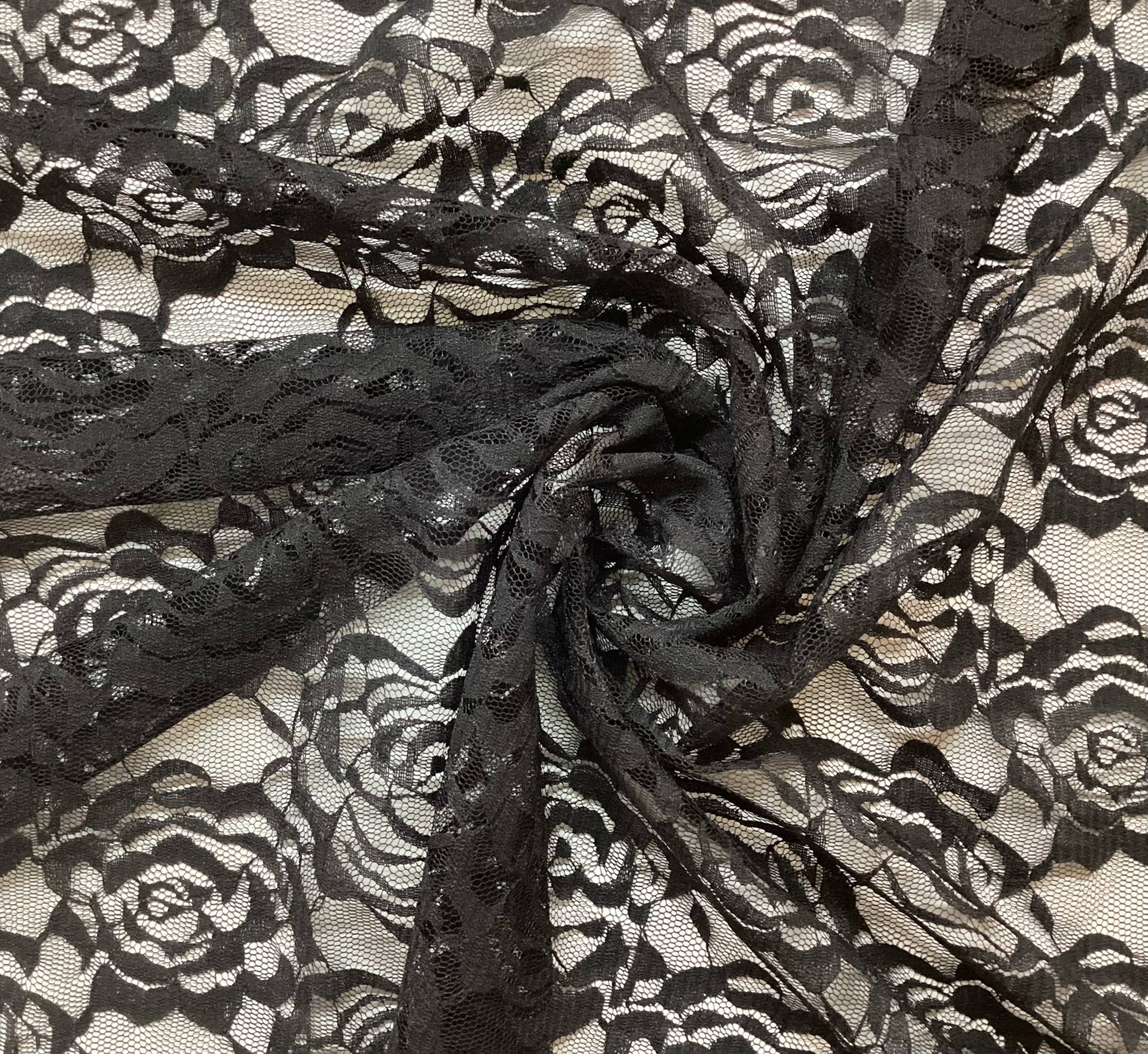 Polyester Domestic Chantilly Lace In Ebony