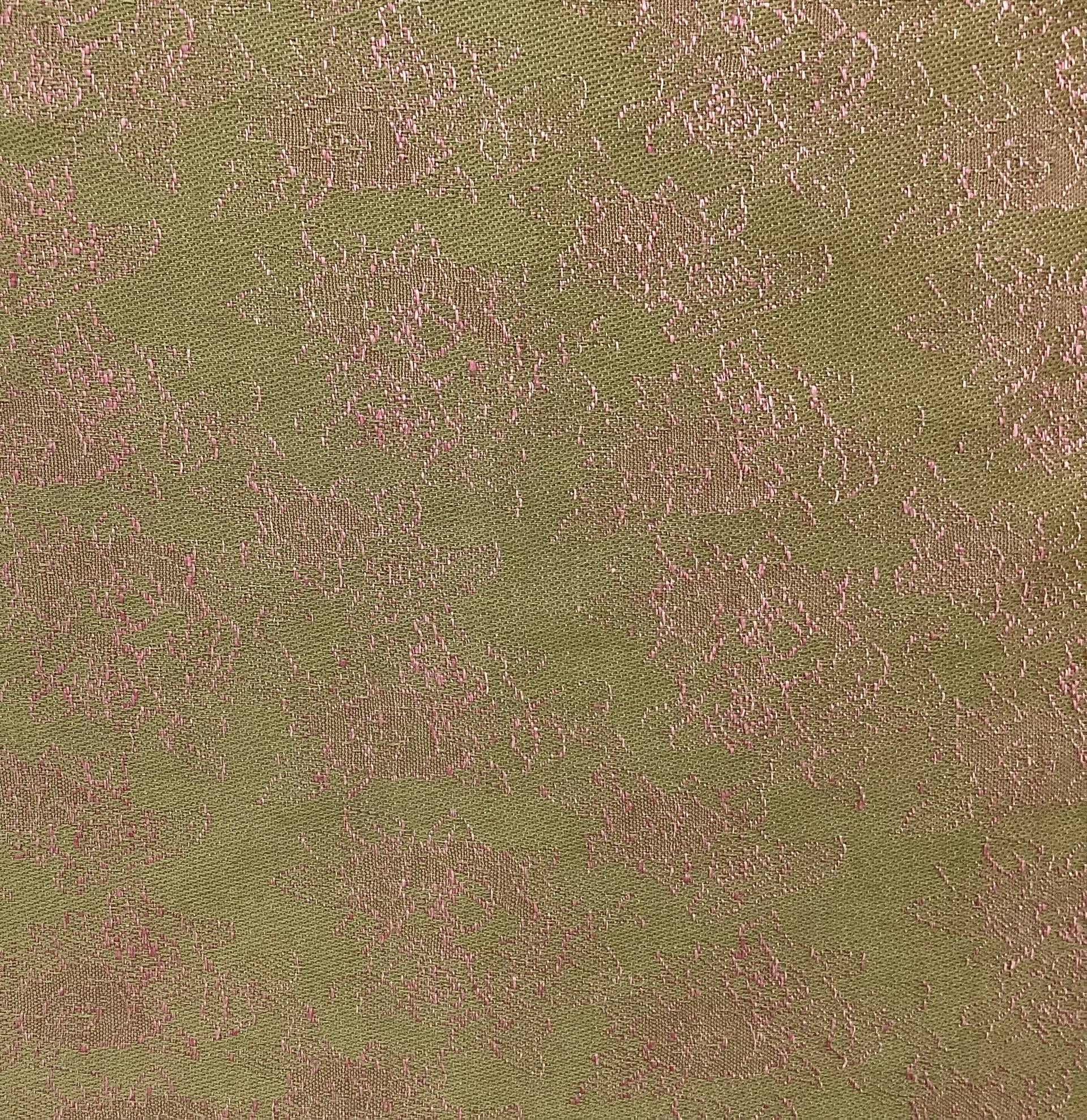 Made in Austria 100% Linen Iridescent Woven Floral Jacquard In Pink on Sage