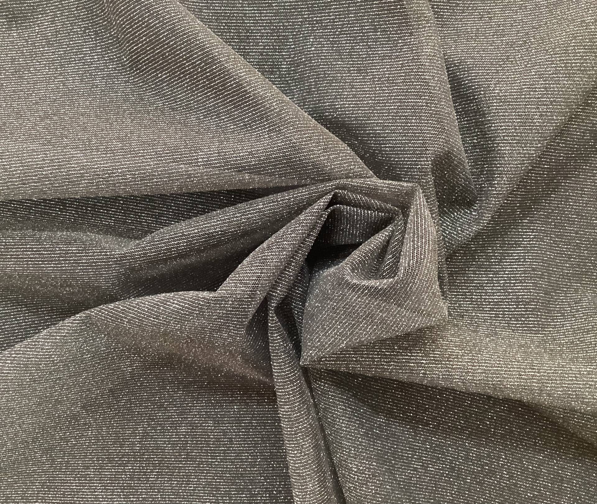 Made In Italy Metallic Nylon Tulle In Black Sliver