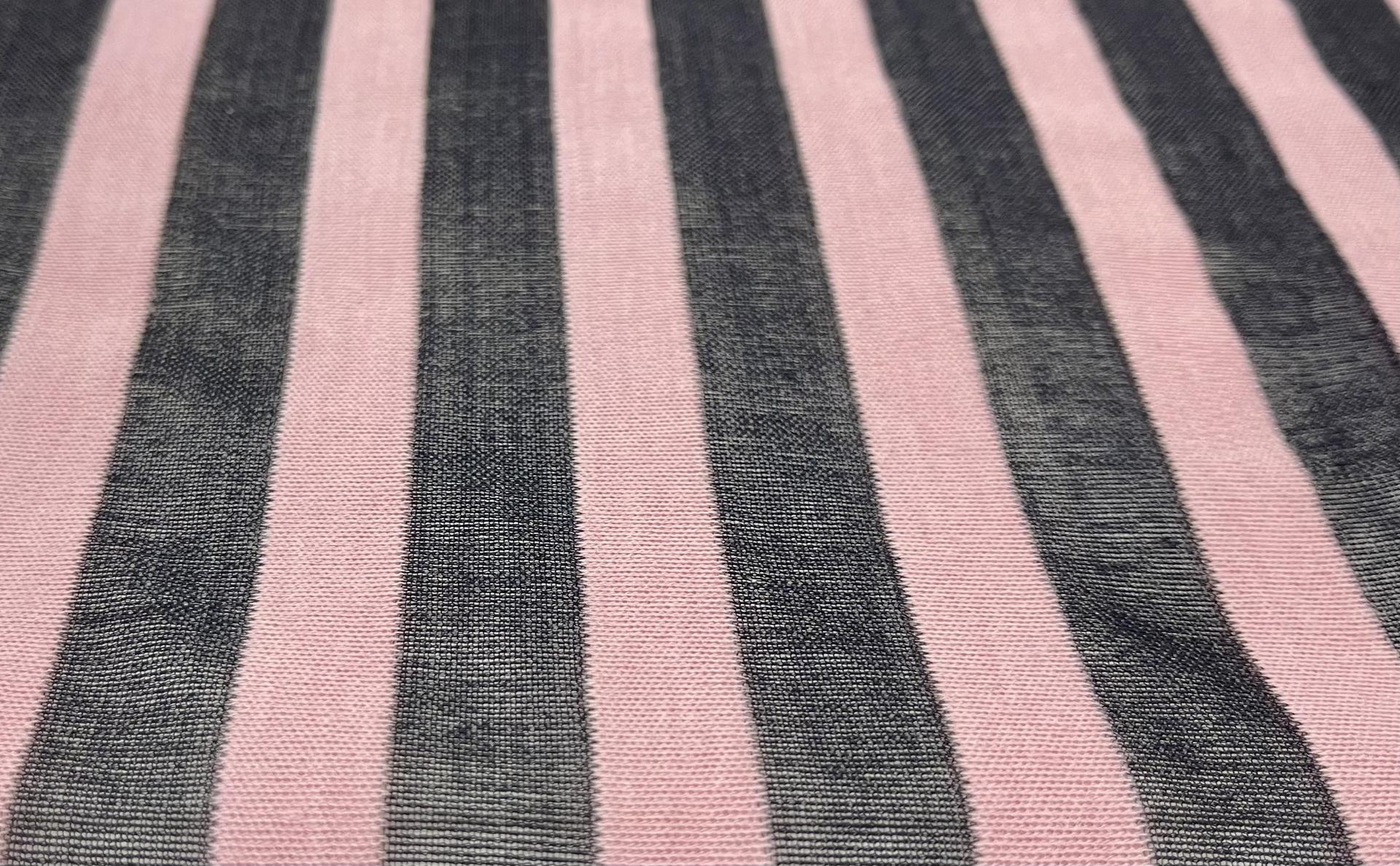Wool Knit Stripes 1/2" in Black and Rose Pink