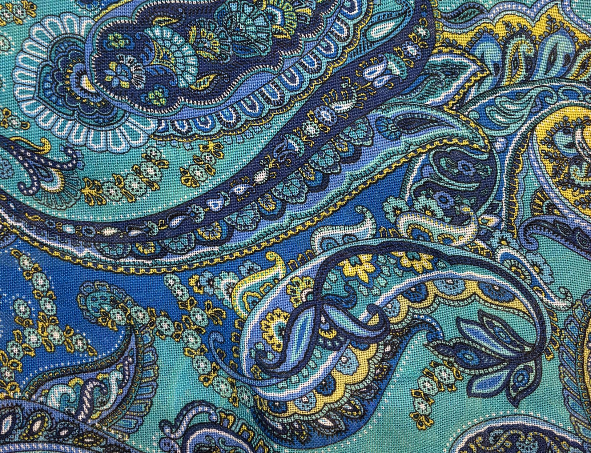Made in Italy Printed Silk/Viscose Paisley Gauze in Blue Multi