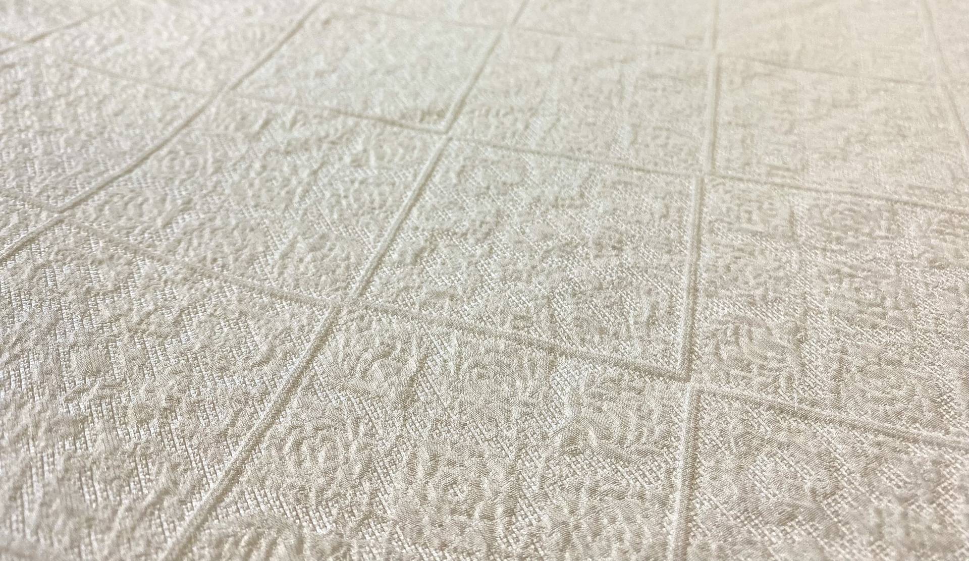 Polyester Diamond Rosebud Brocade in Ivory