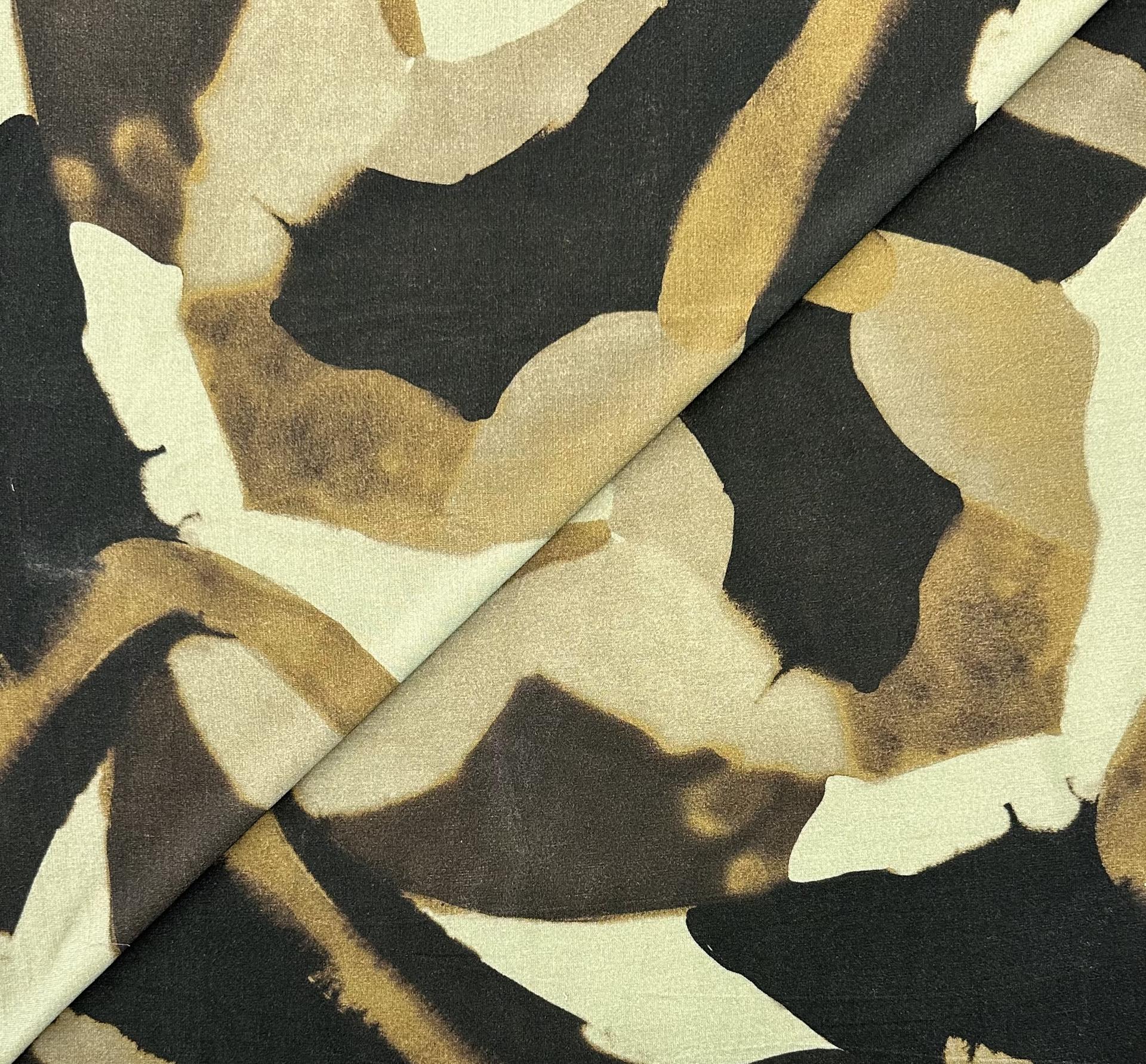 Ecovero Rayon Jersey Geometric Print in Mint Espresso