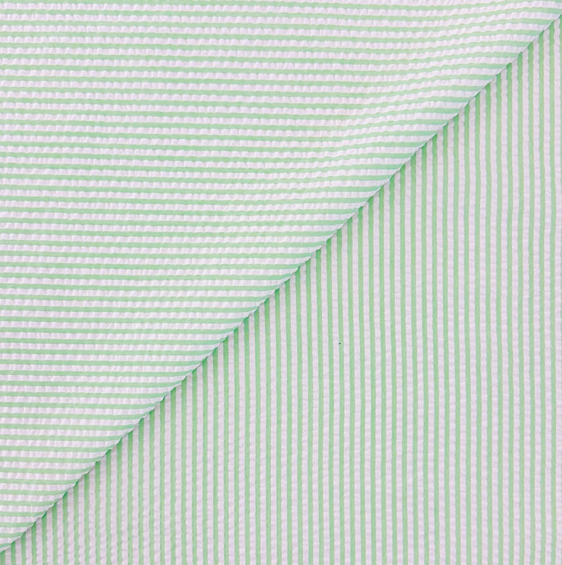 Poly Cotton Seersucker Stripe in Lime