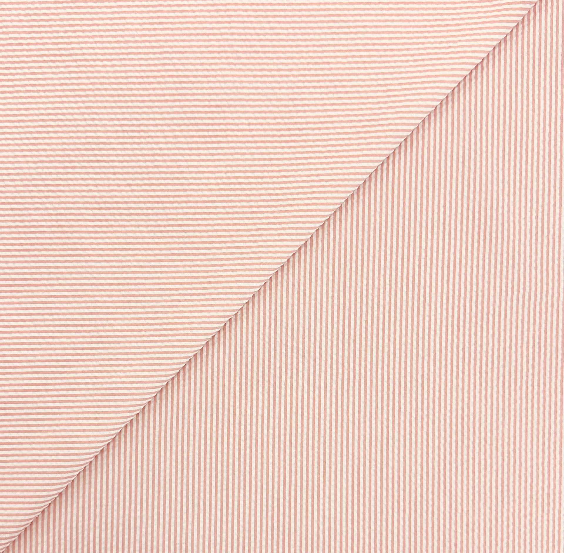 Poly Cotton Seersucker Stripe in Melon