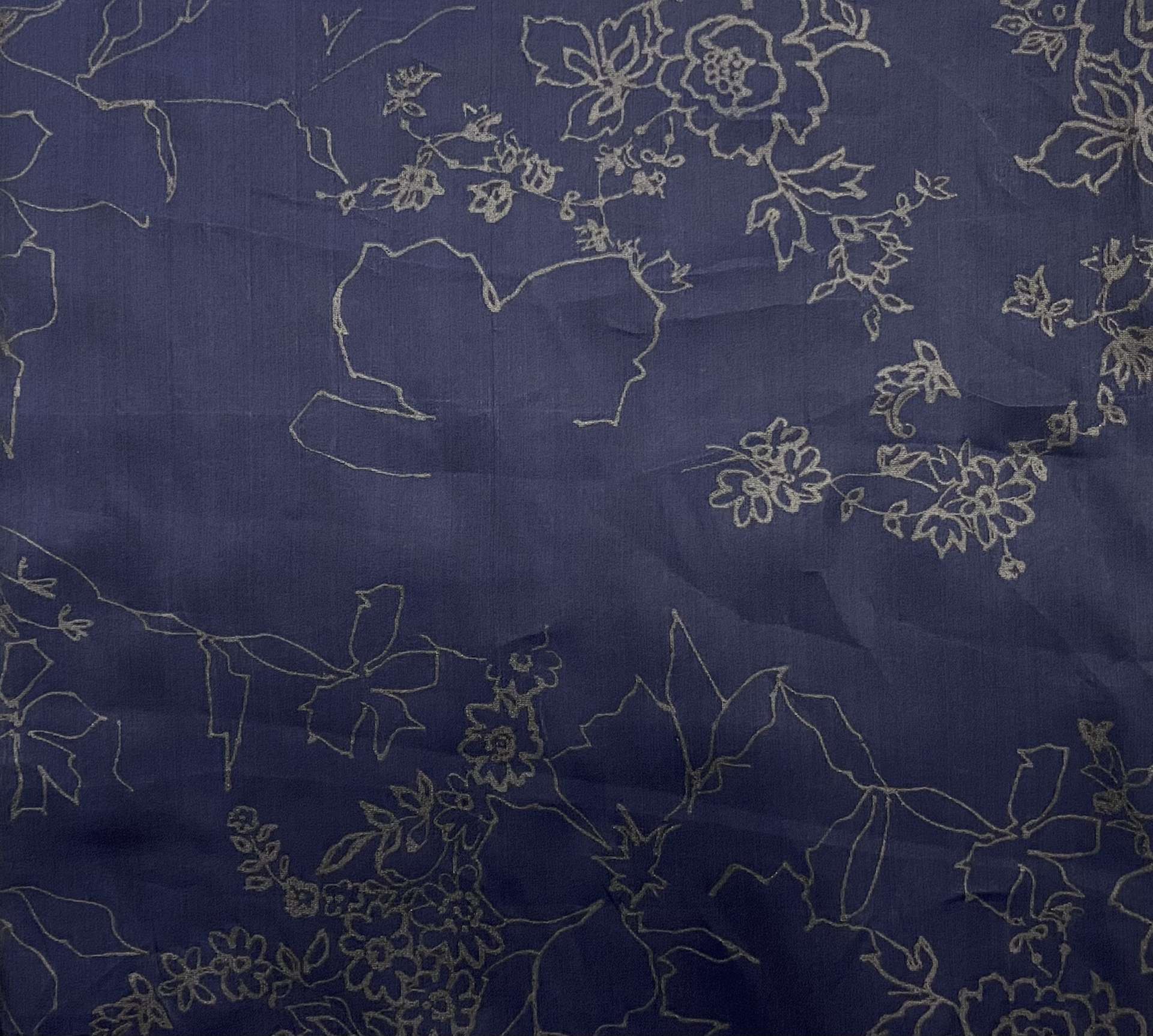 Made in Italy Silk Satin Organza With Heat Pressed Floral Patterns Fabric in Warehouse