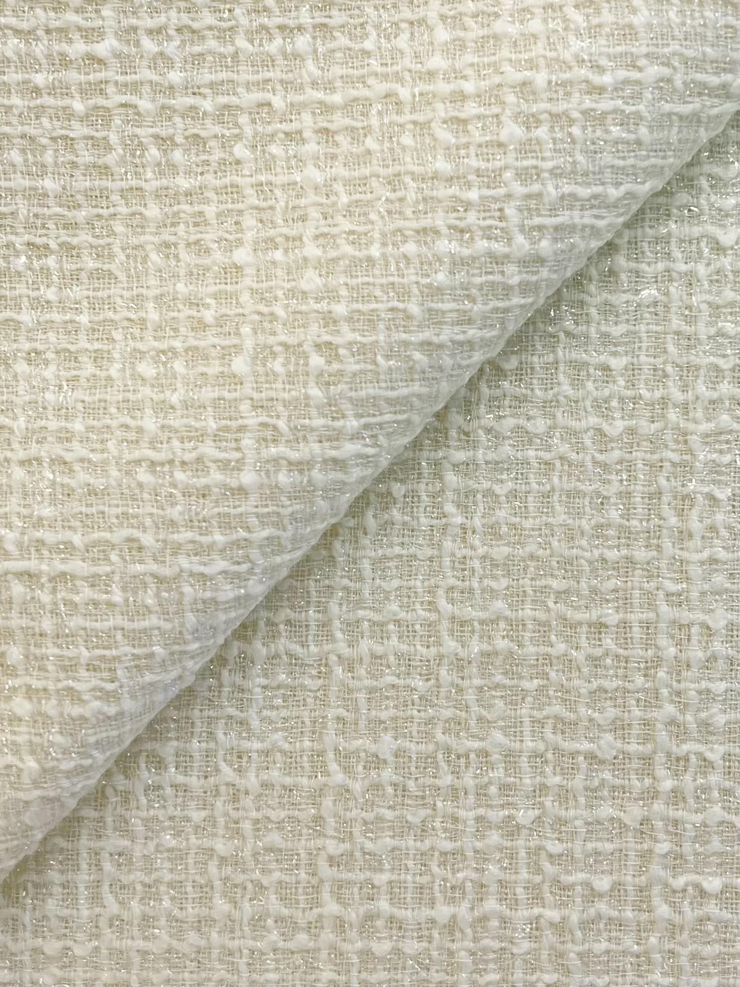 Italian Wool Nylon Lurex Tweed in Bianco
