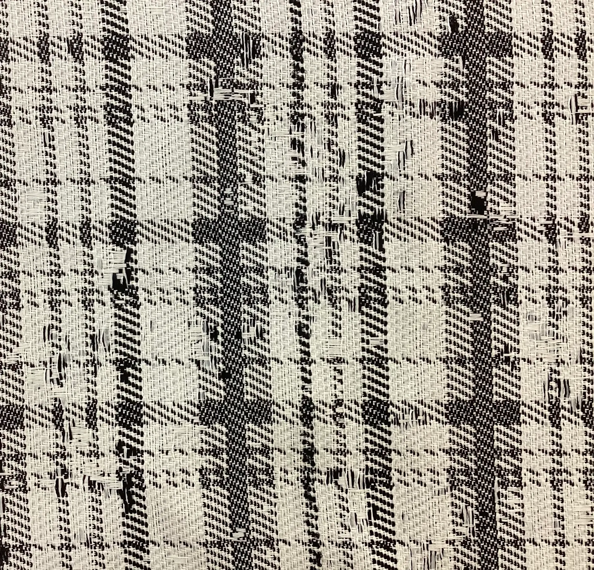 Cotton Blend Plaid Tweed In Cream & Black
