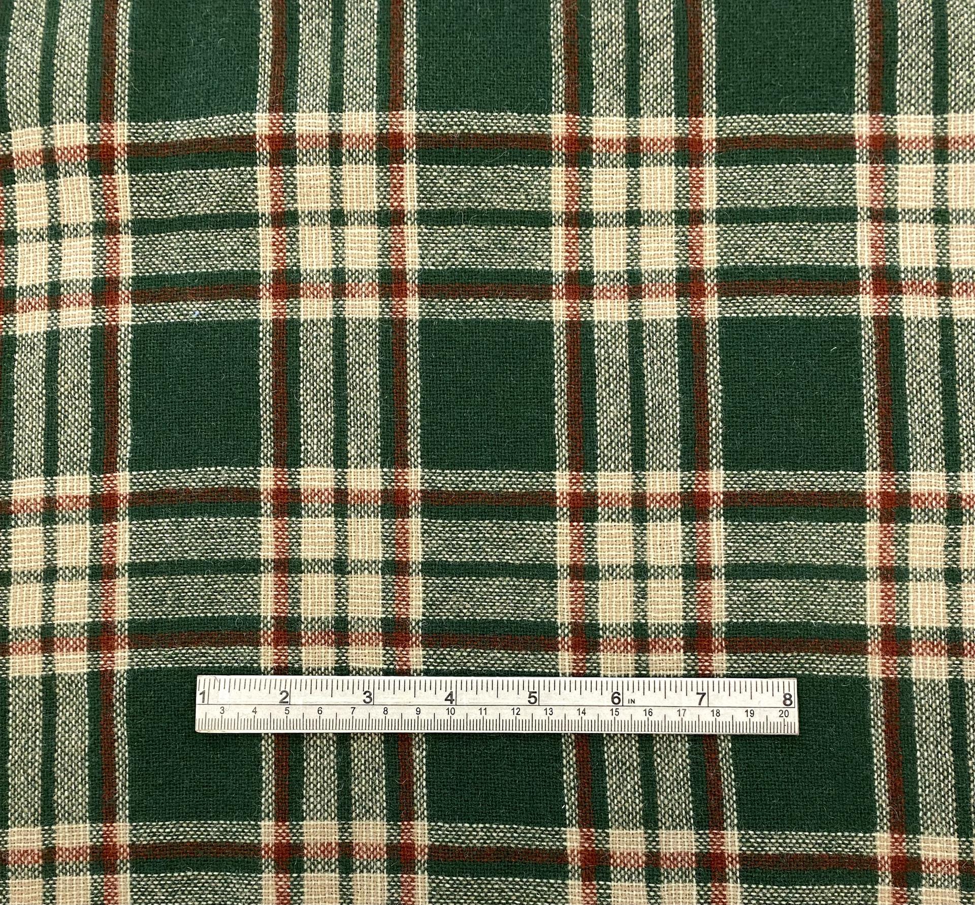 Italian Wool Plaid in Green Ivory Rust