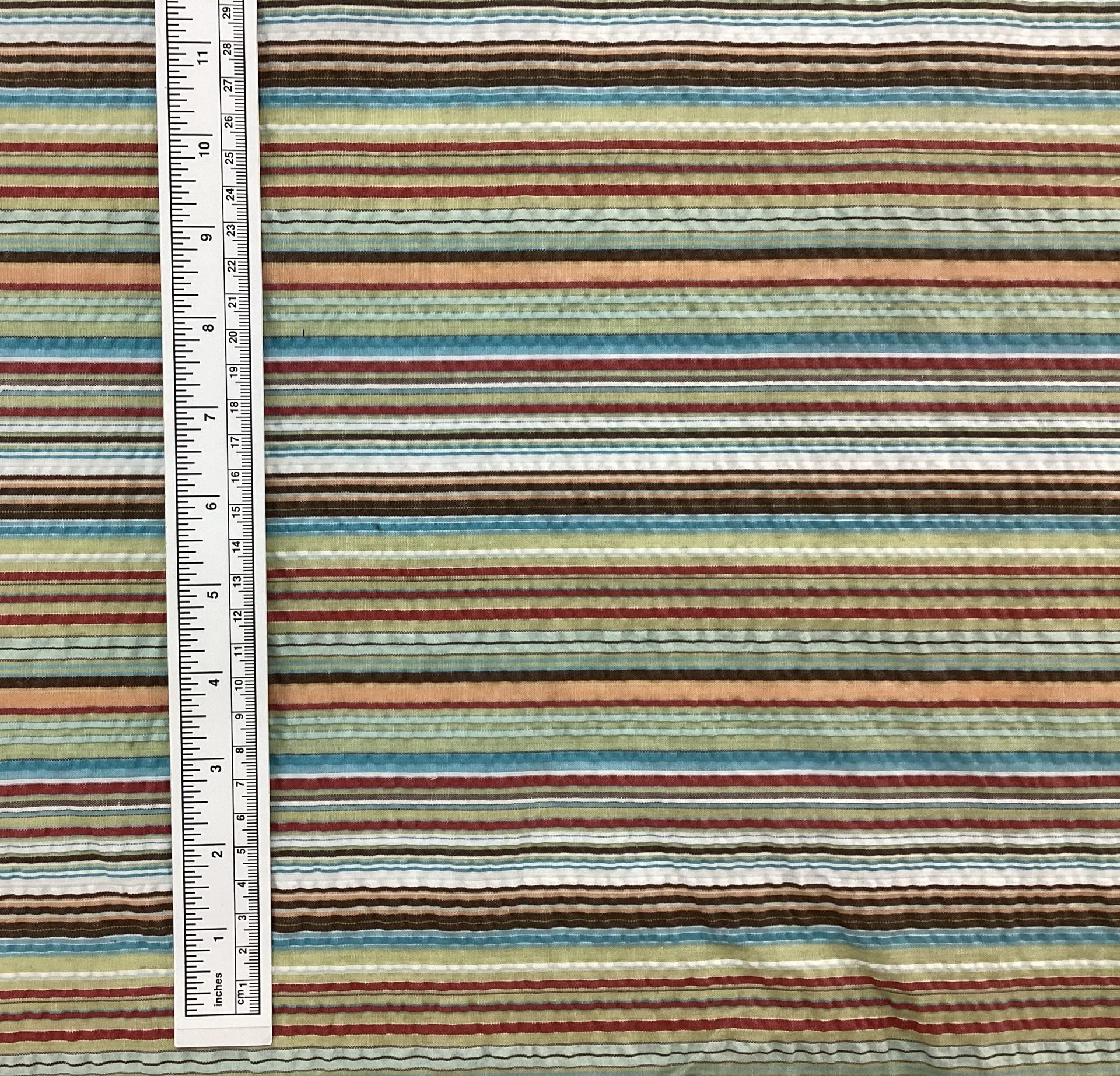 Cotton & Polyester Seersucker Stripe In Multi Colours