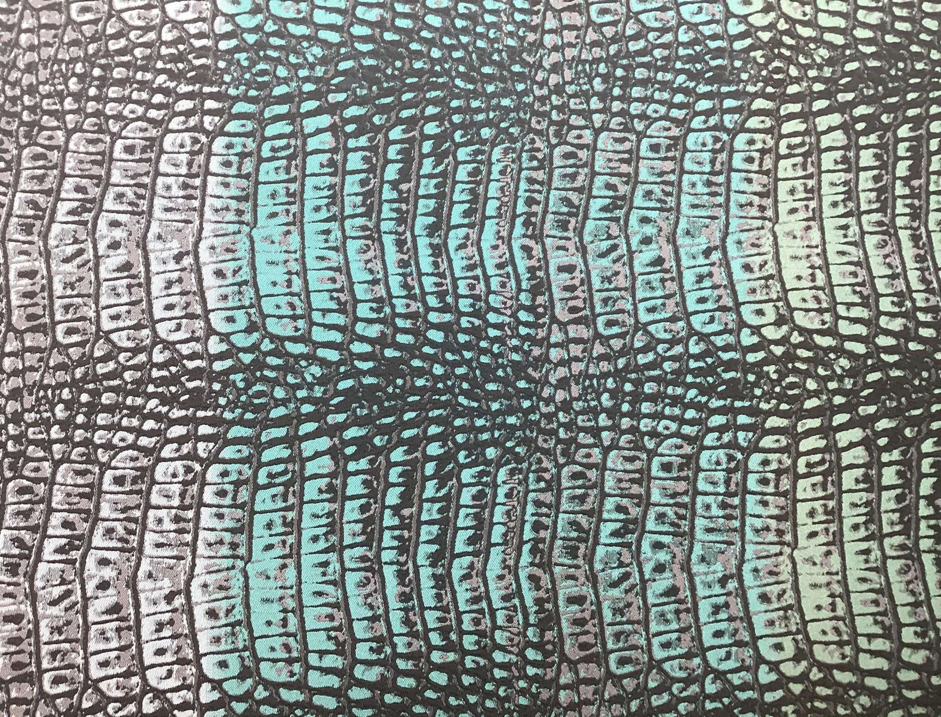 Italian Brocade with Crocodile Pattern in Teal
