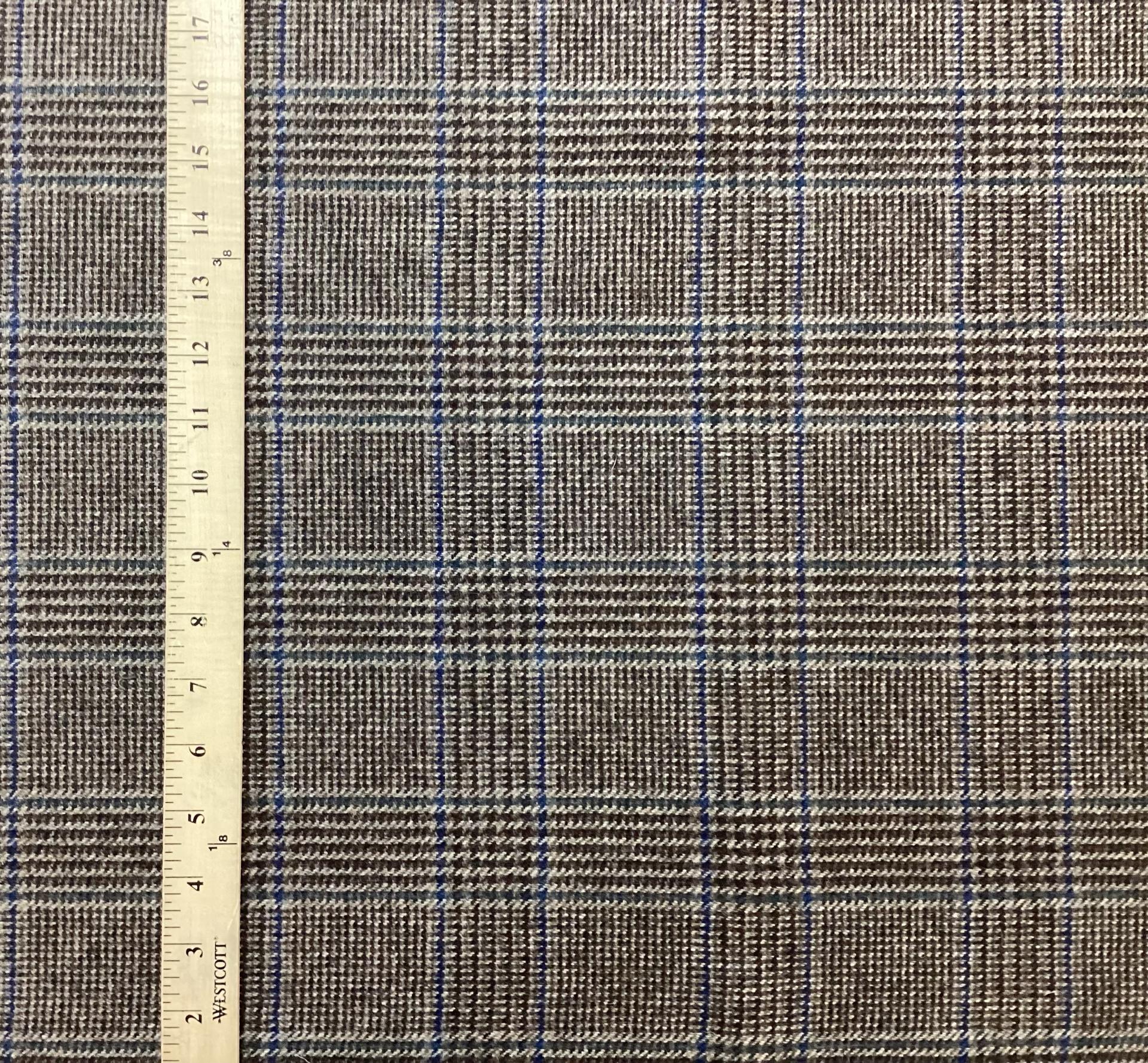 Made In Italy 100% Wool Flannel Plaid In Chestnut & Navy