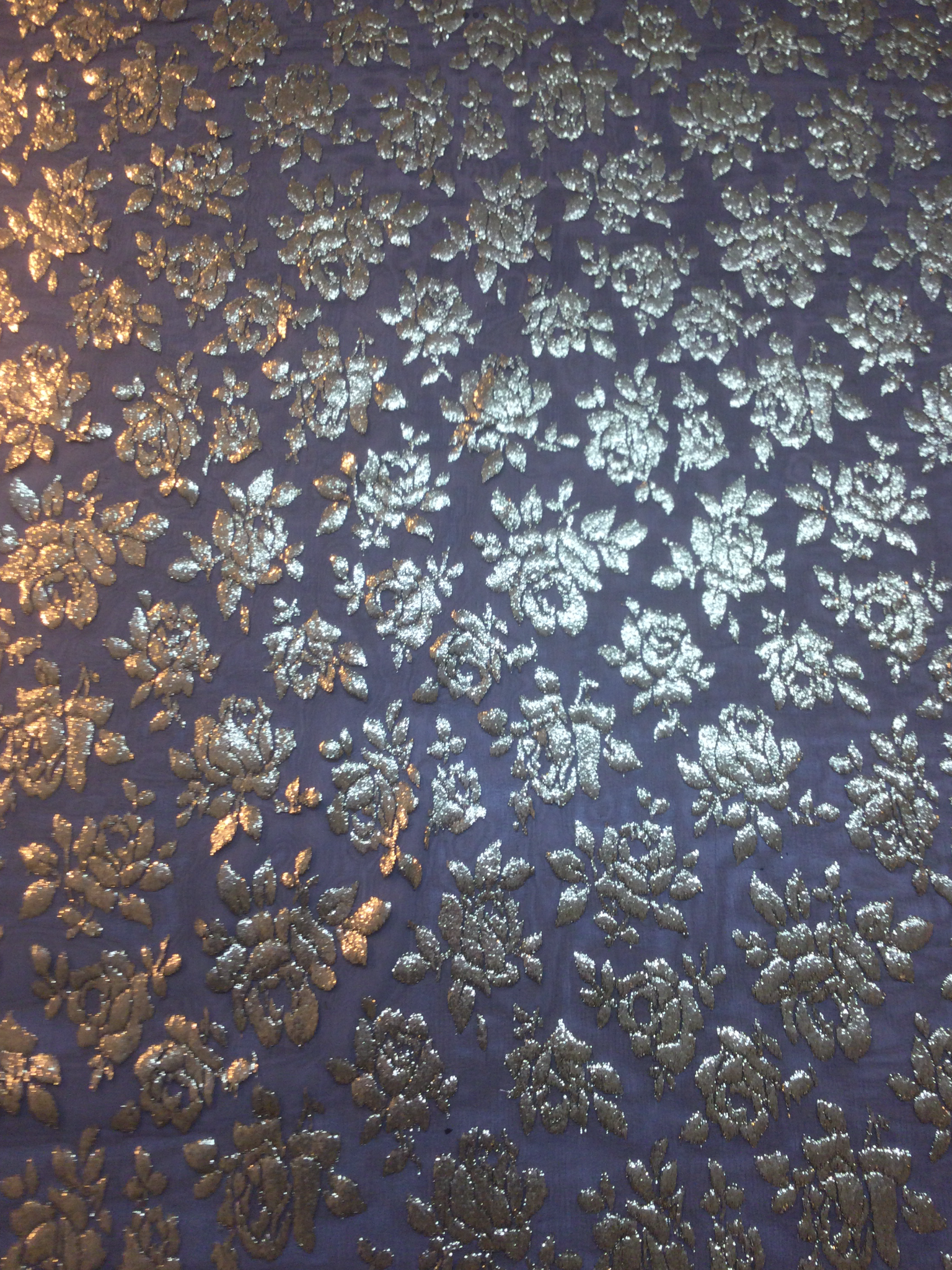 French Silk Burn Out Lurex Panne Velvet in Black Gold