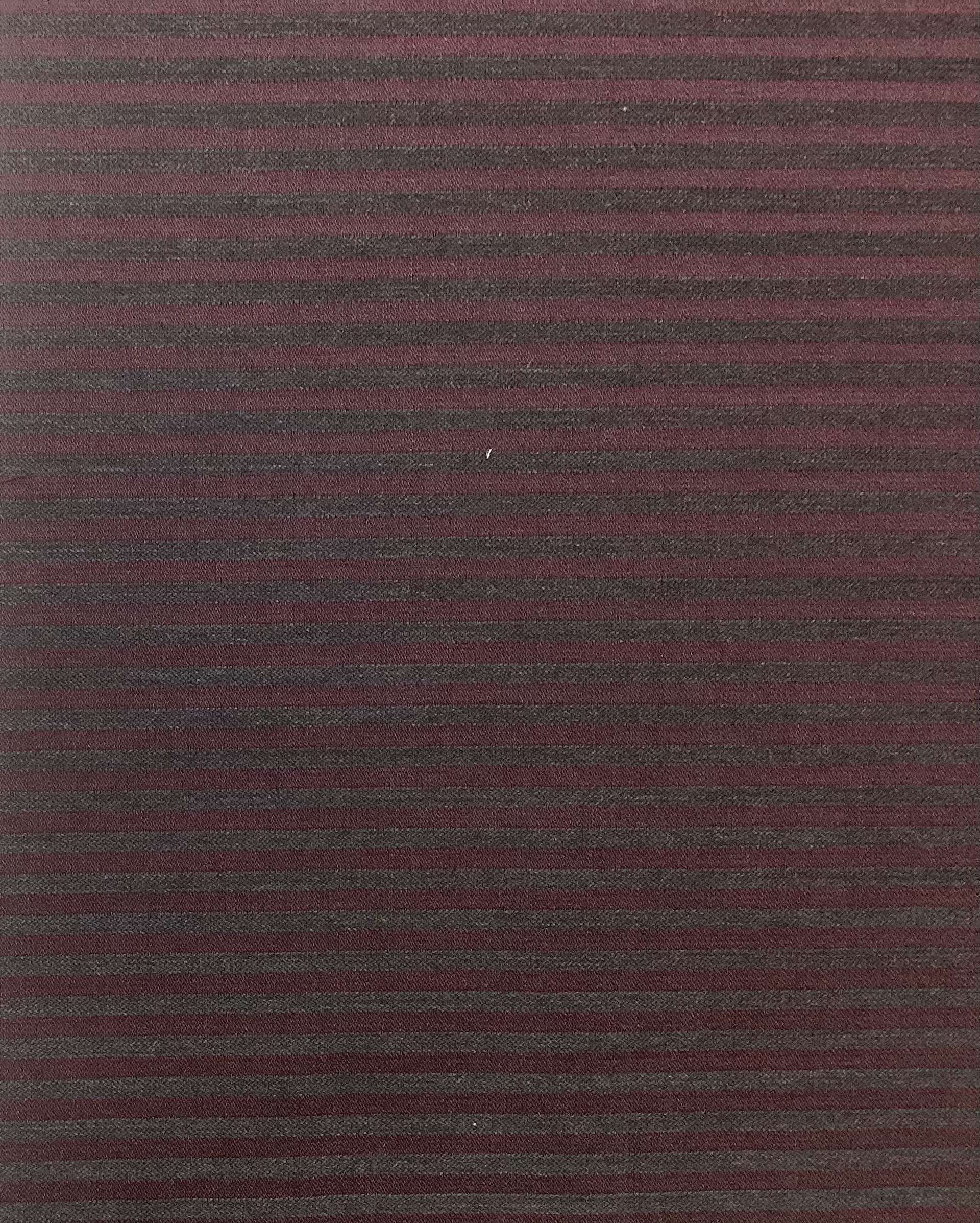 Made In Italy 100% Wool Stripe Suiting In Malbec & Charcoal