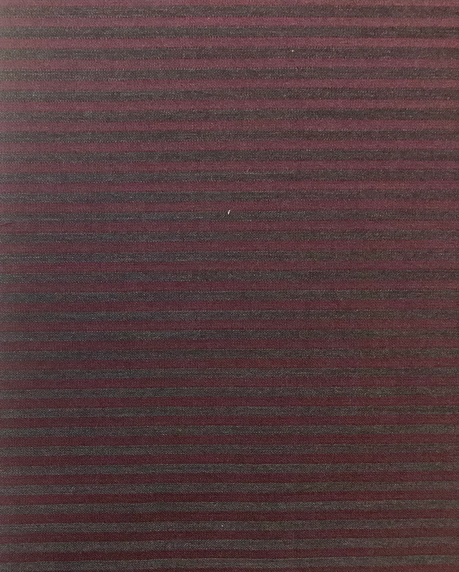Made In Italy 100% Wool Stripe Suiting In Malbec & Charcoal