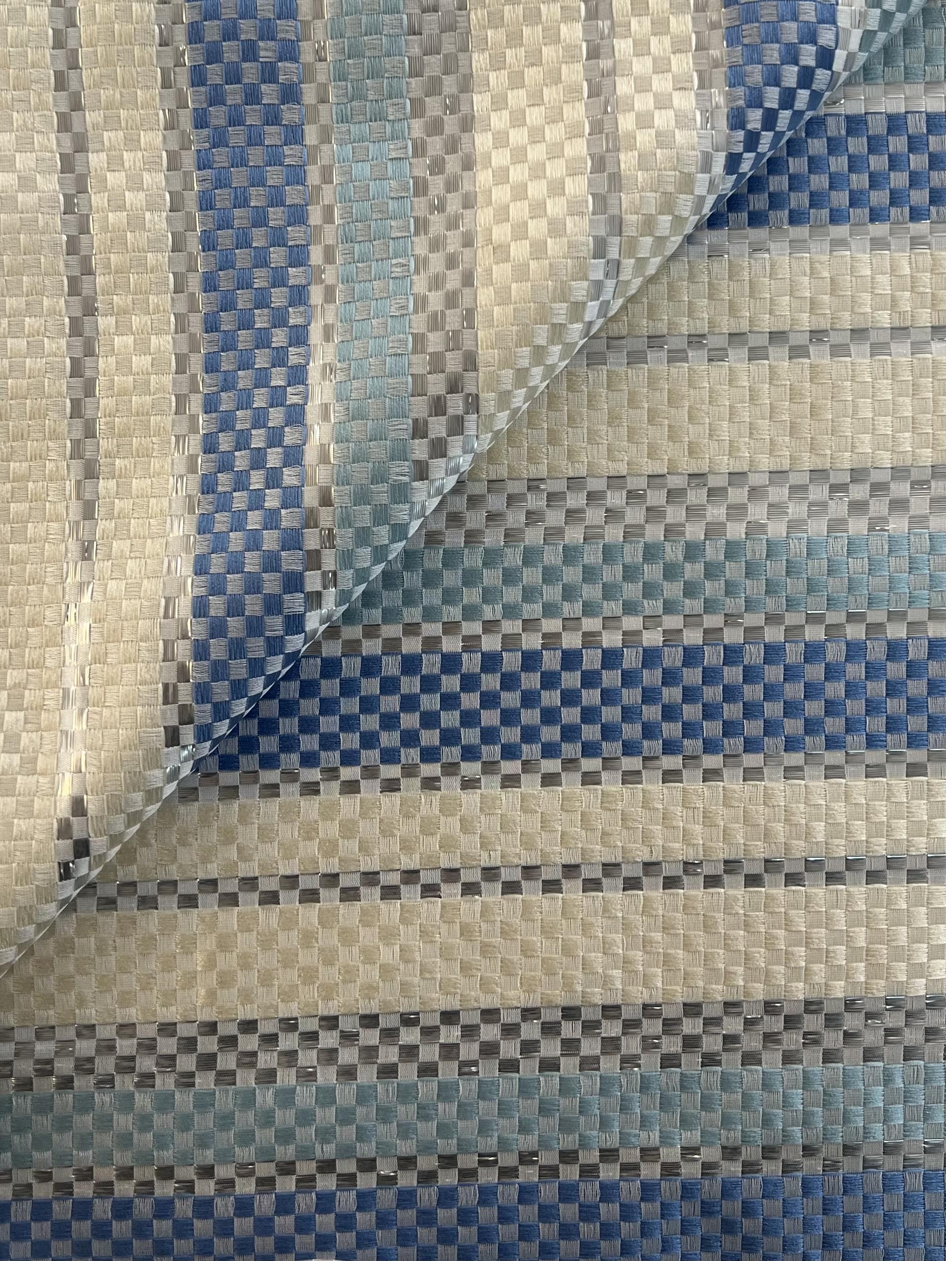 Multi Woven Basketweave Stripe with Lurex Powder Blue