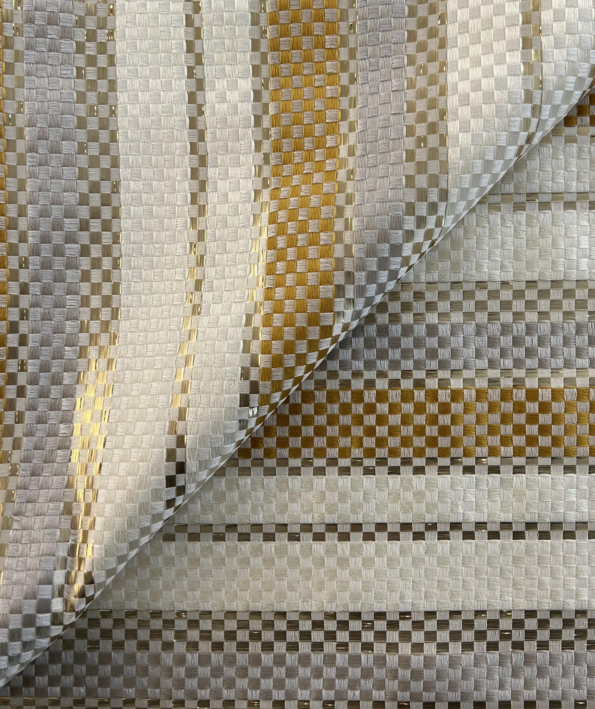 Multi Woven Basketweave Stripe with Lurex Copper