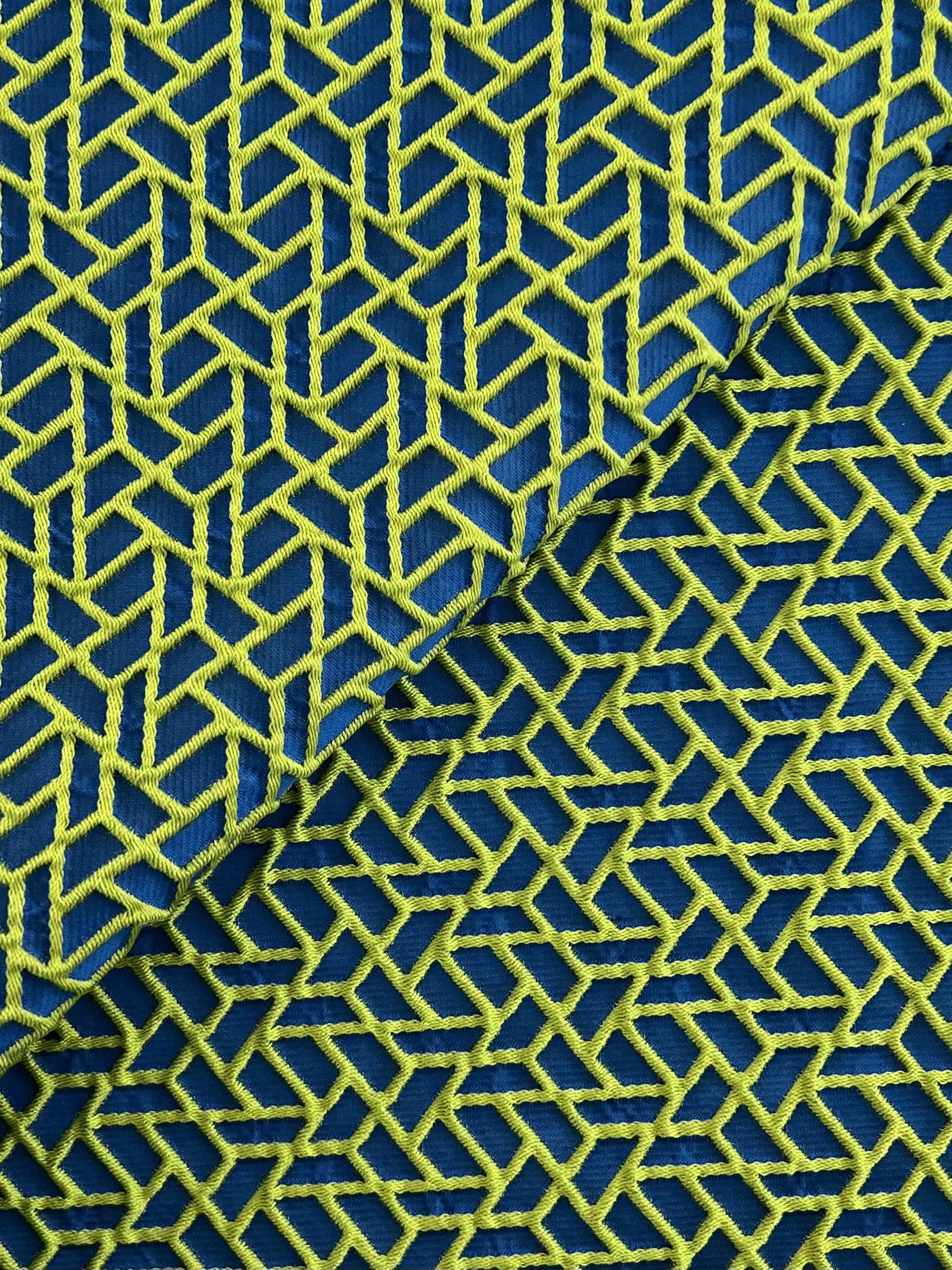 Bicolor Cloqué in Yellow Green + Royal Blue