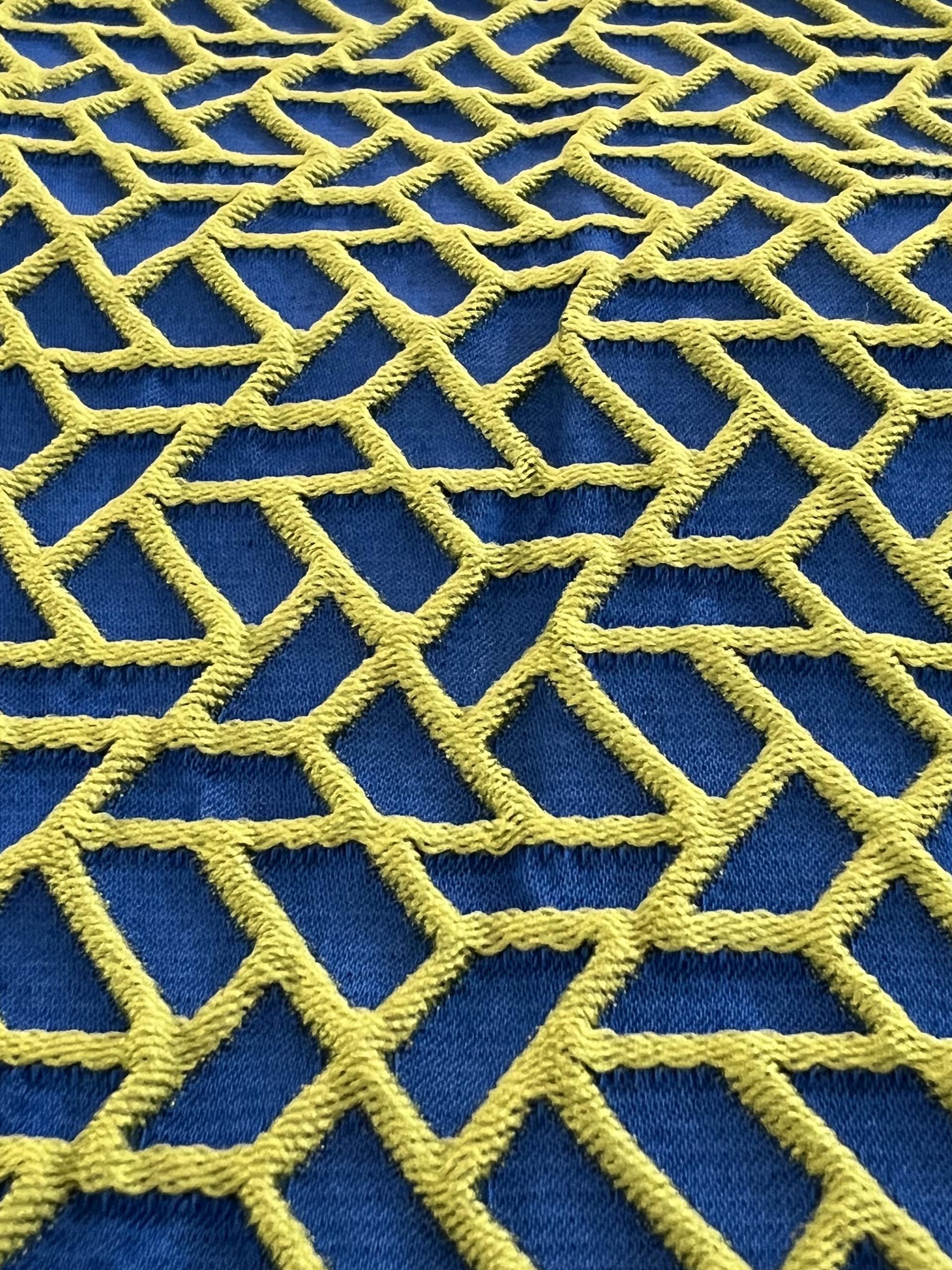 Bicolor Cloqué in Yellow Green + Royal Blue