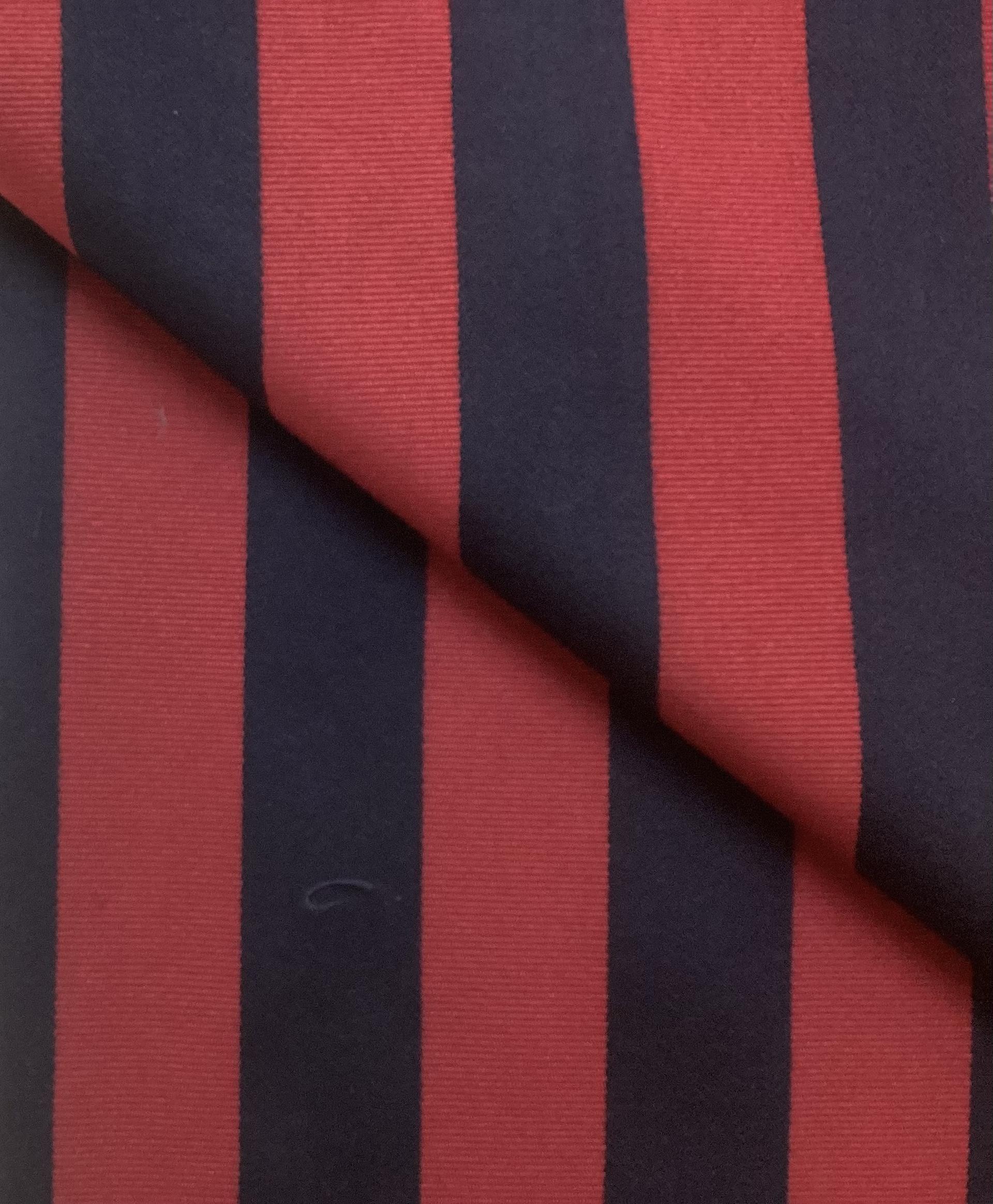 MADE IN ENGLAND WOOL COTTON WOVEN STRIPE RED & NAVY
