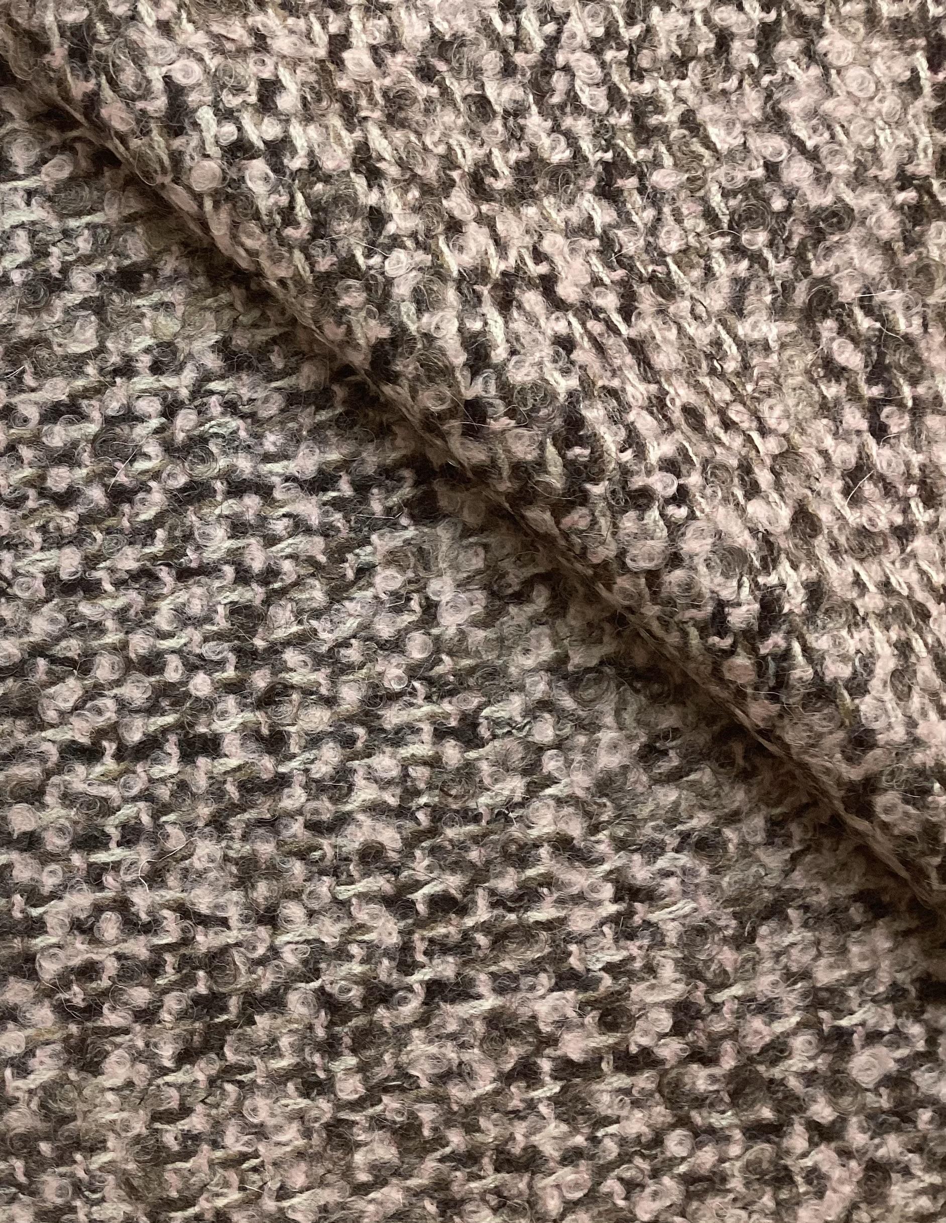 Wool Mohair Boucle Tweed In Soft Pink, Taupe & Brown