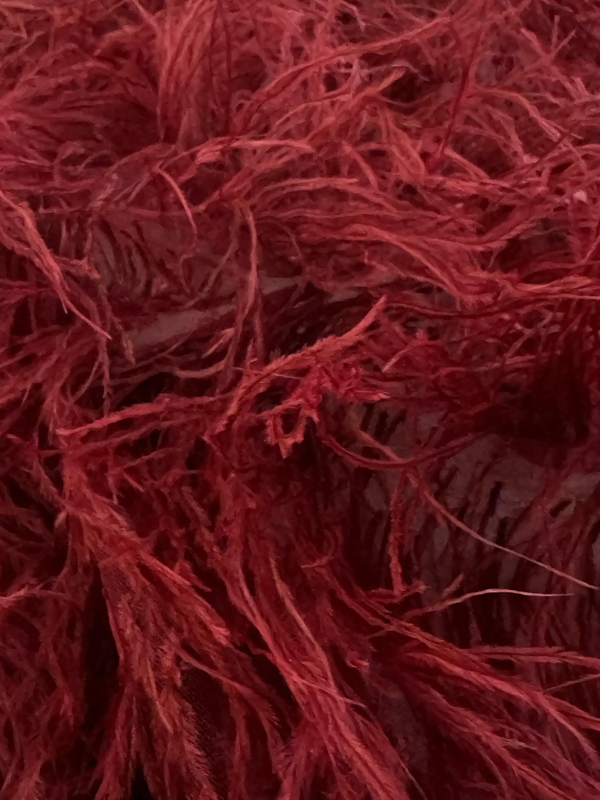 Hand Applied Ostrich Feather in Crimson Red