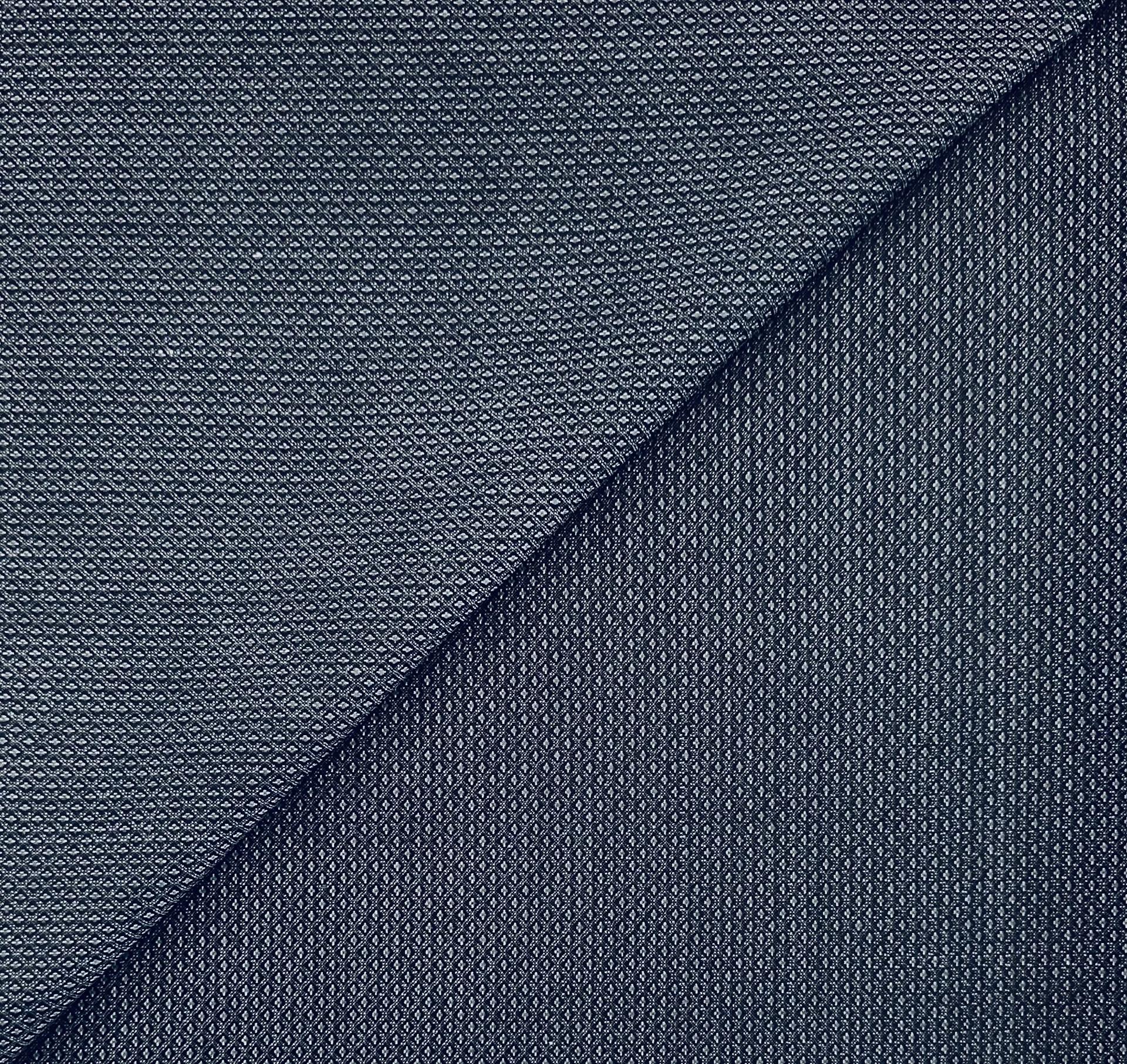 Polyester Wool Jacquard inSlate Blue Black