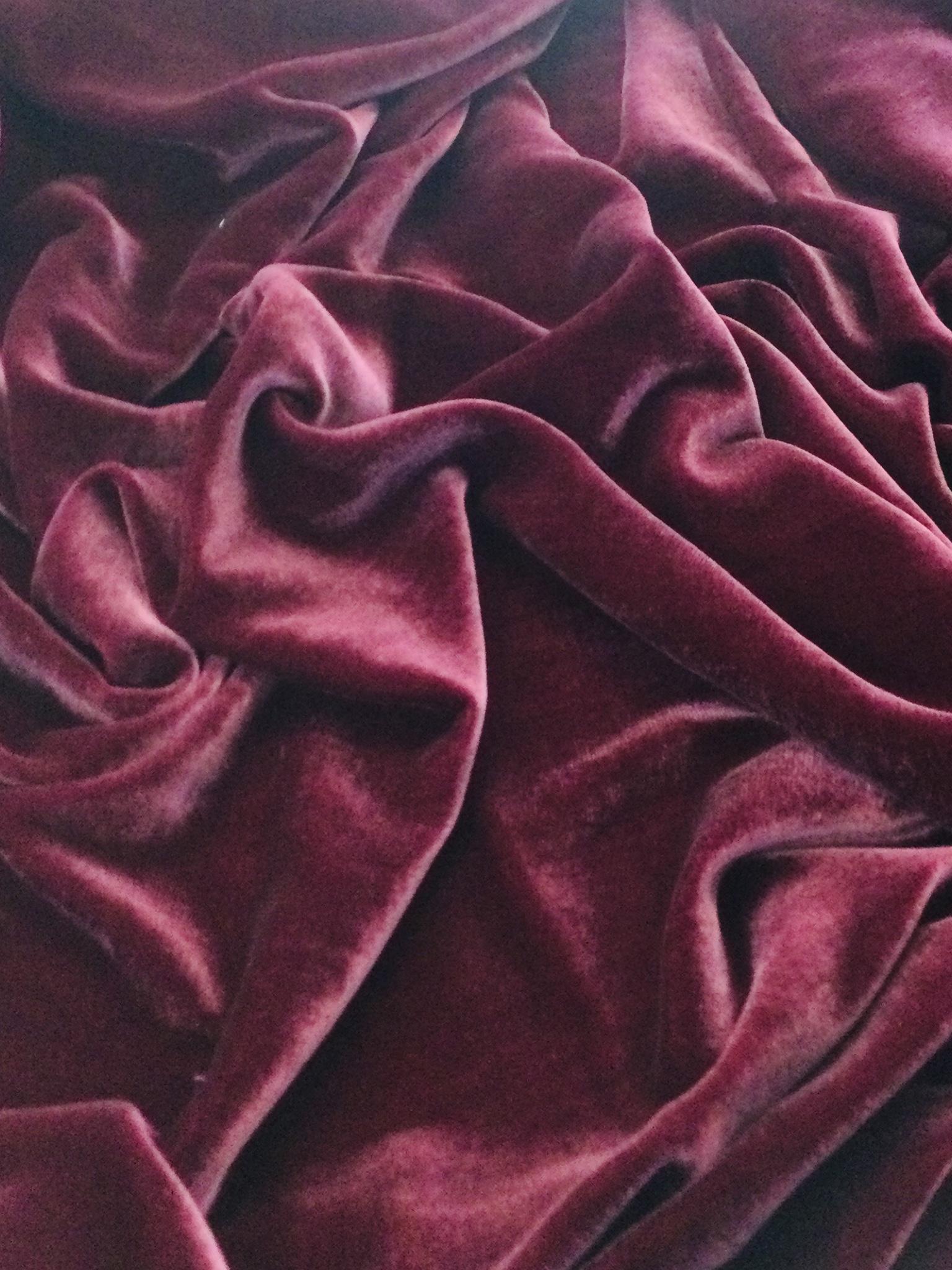 Silk and Rayon Velvet in Cranberry