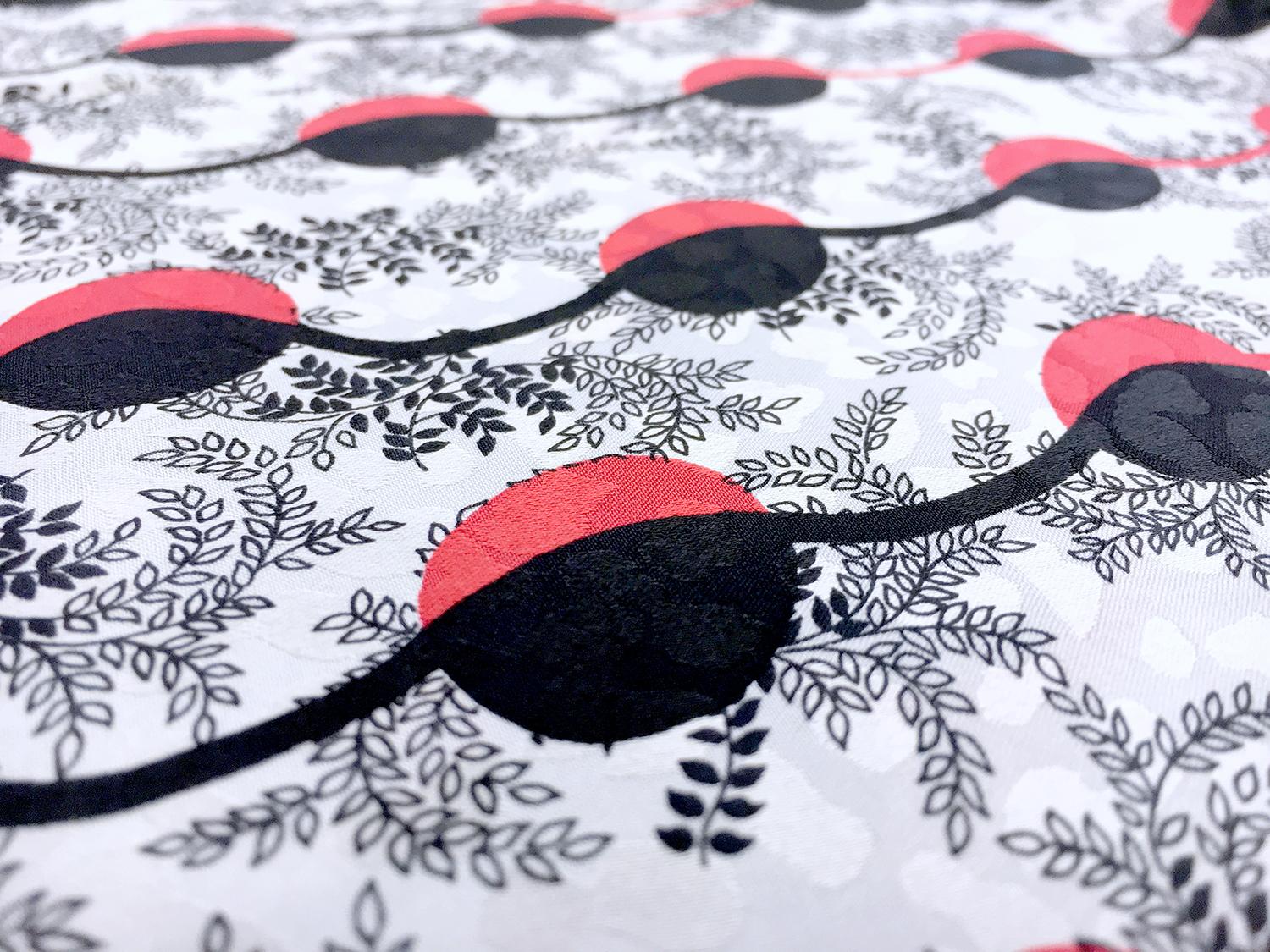 Printed Silk Jacquard with Geometric and Leaf Motifs2