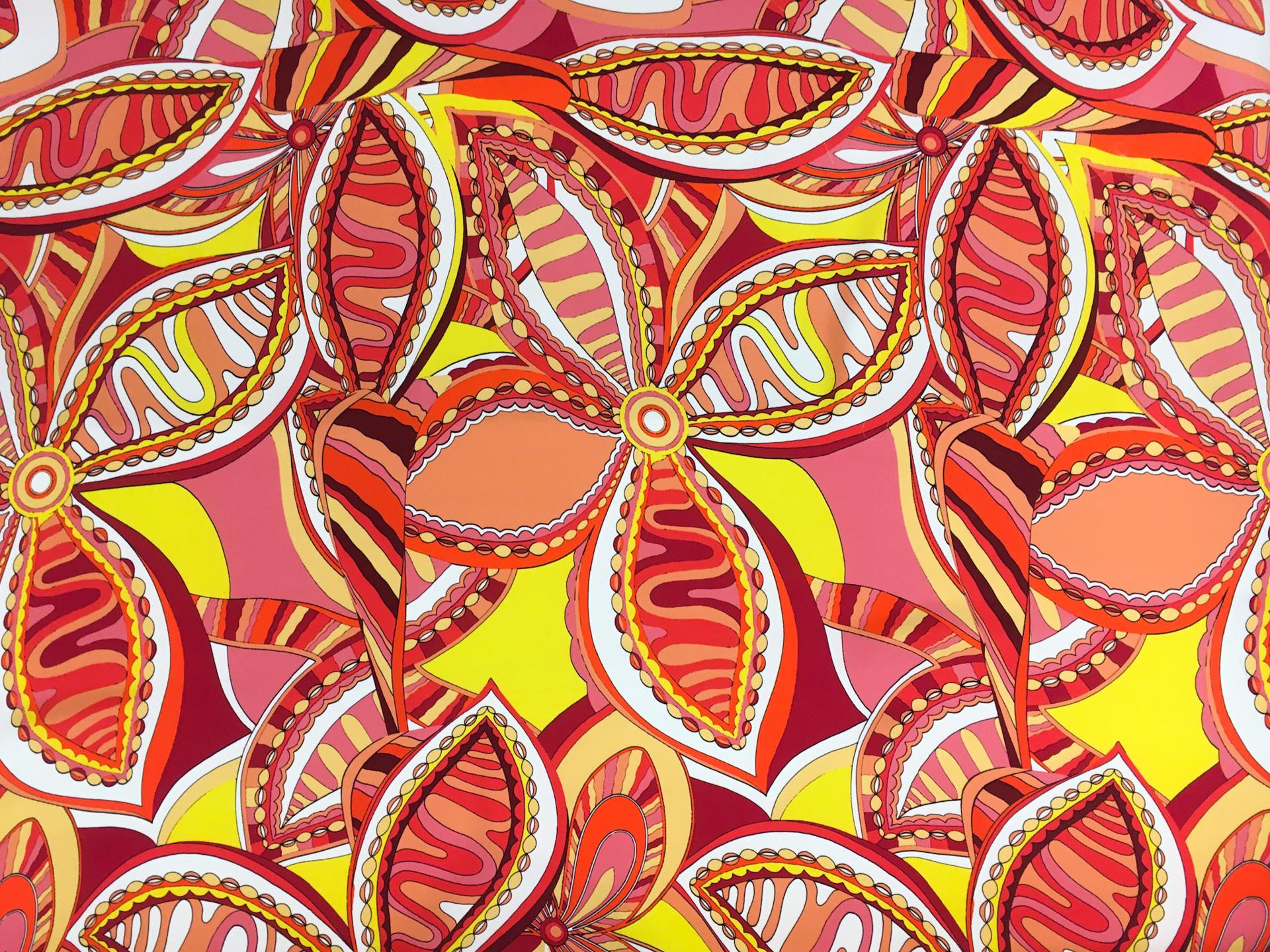 Printed 4Ply Crepe with Large Vibrant Abstract Flowers0