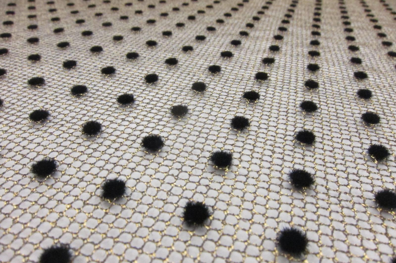 Polka Dot Flocking on Metallic Tulle in Gold2
