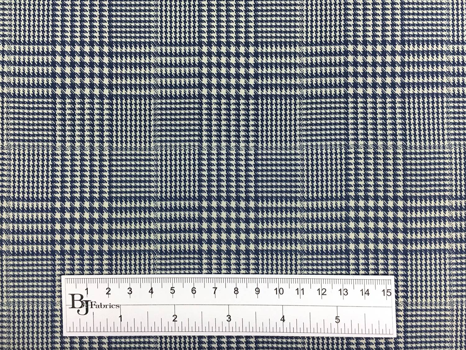 Italian Wool Lycra Glen Plaid in Blue3