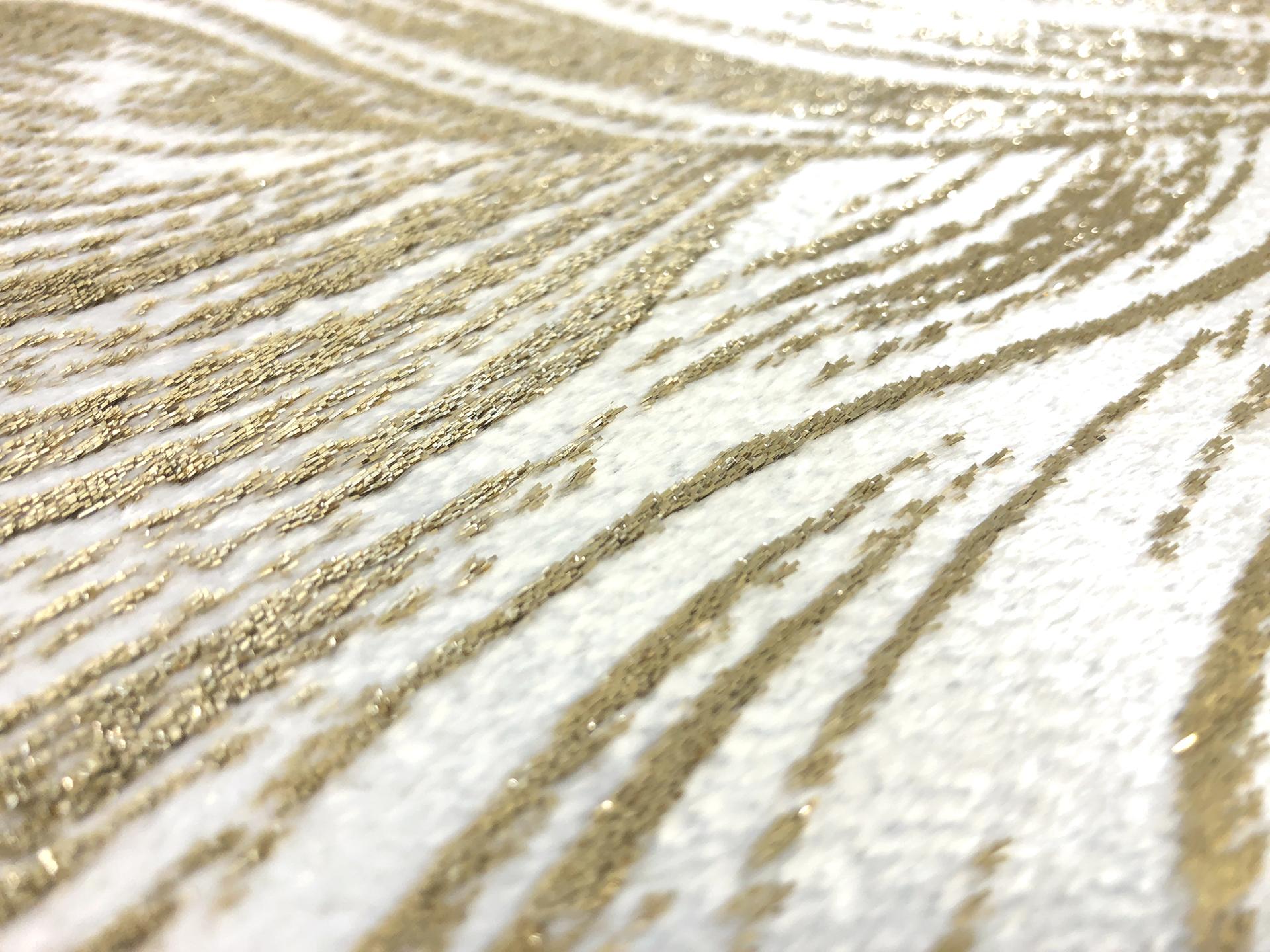 White Gold Feathers Silk Lurex Panne Velvet2