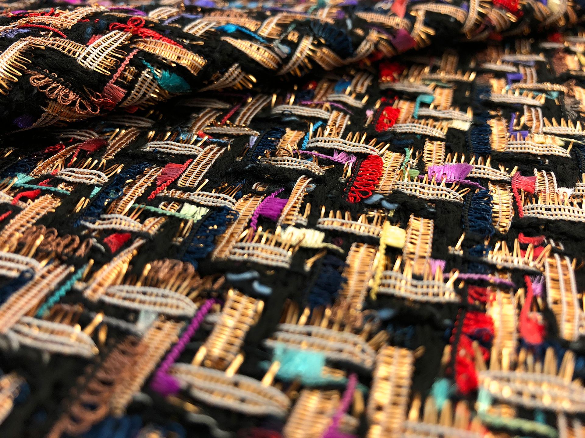 Metallic Poly Tweed in Multi Over Black2