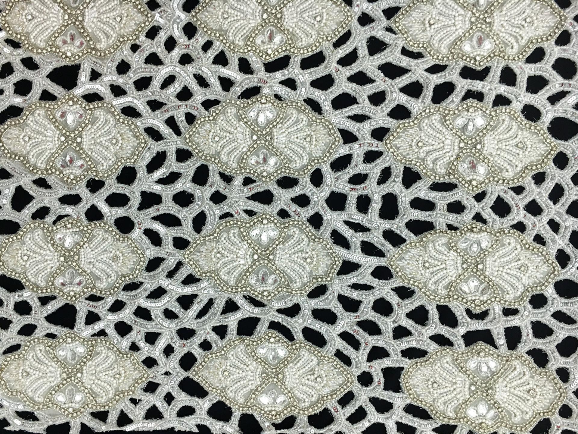 Novelty Crystal and Beads Cut Out Silk Chiffon0