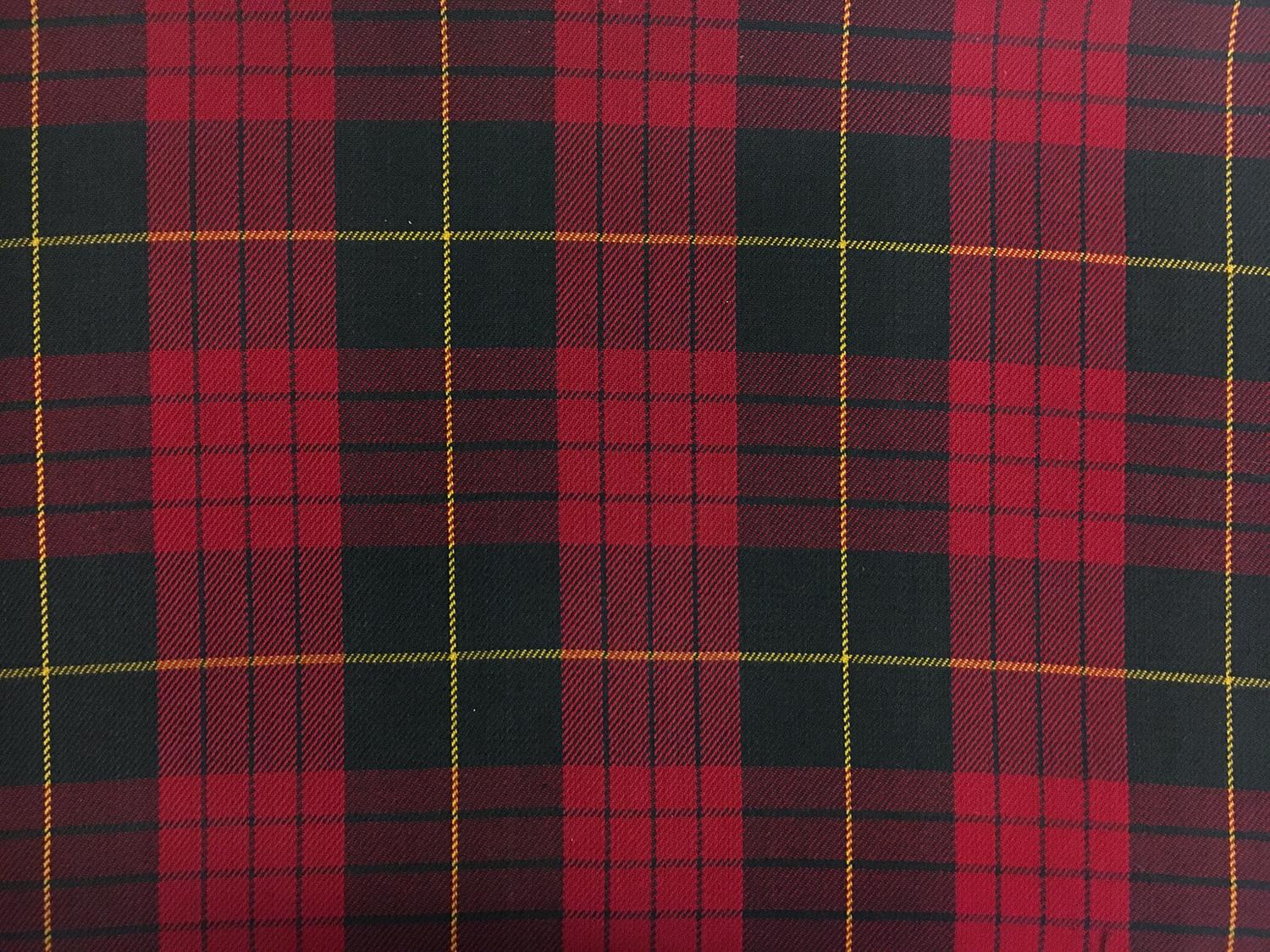Cotton Tartan Plaid in Red Black and Gold0